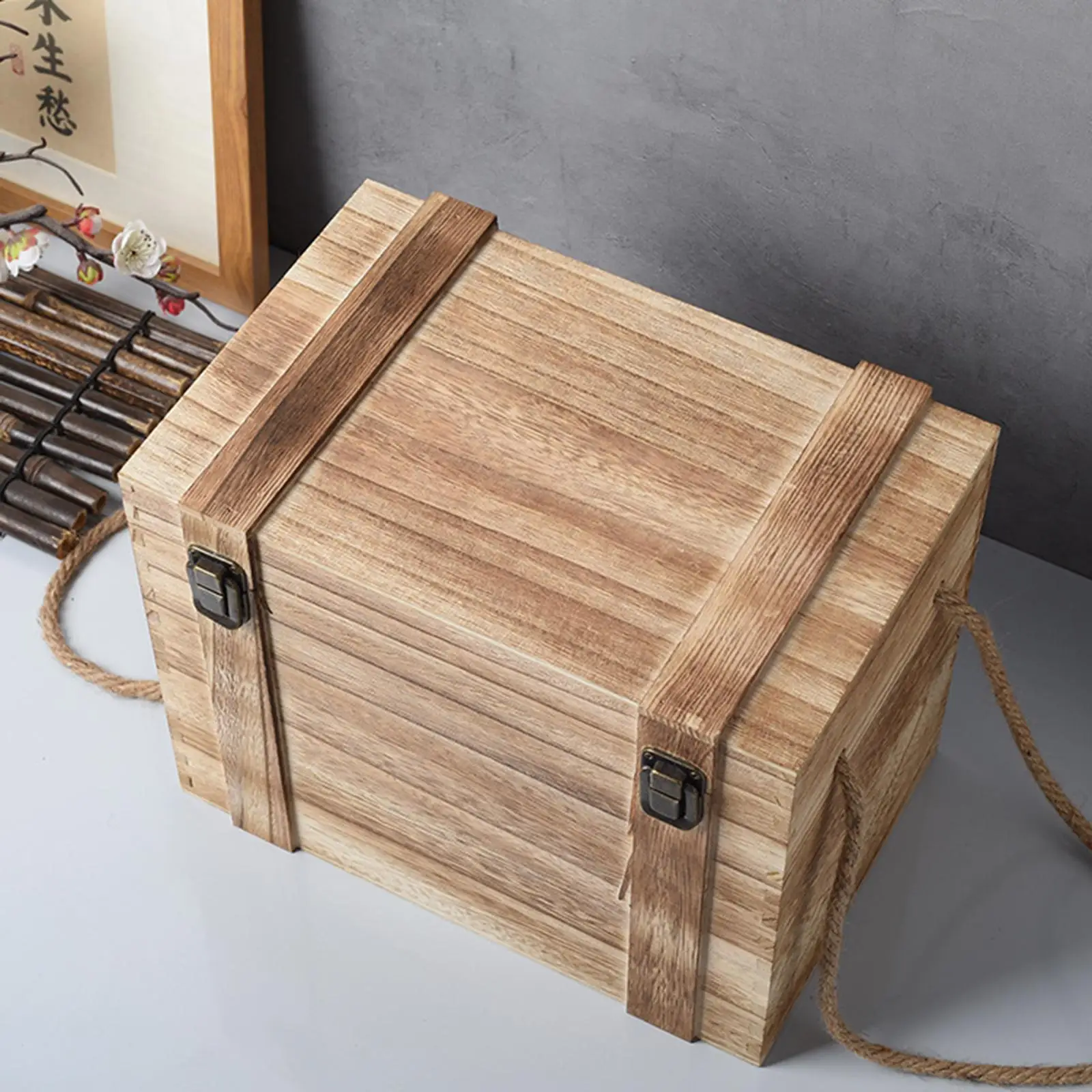 Wood Storage Box Accessories for Kitchen Living Room Storage Room