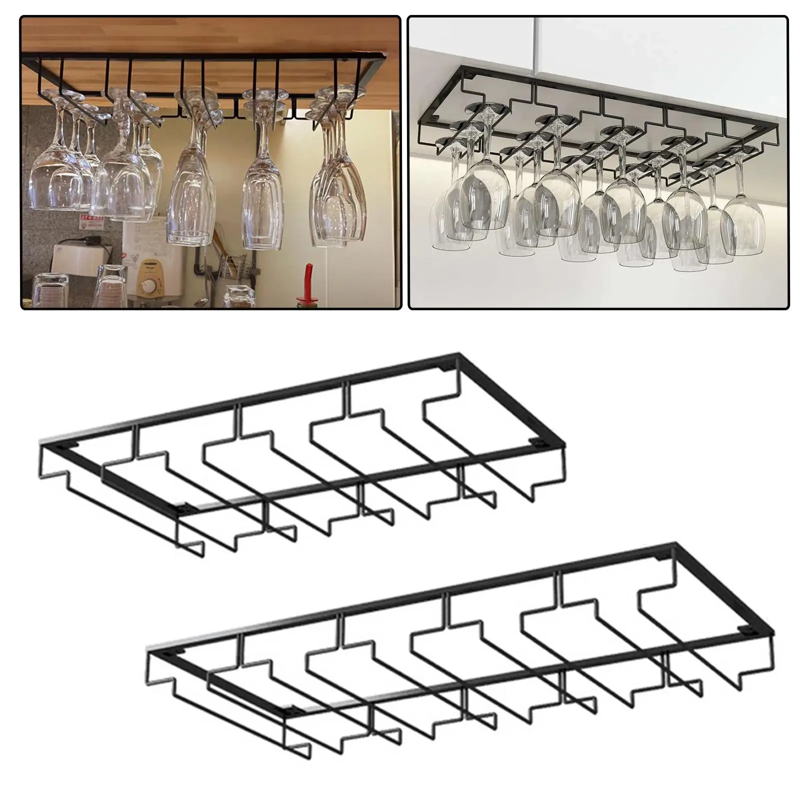 Wine Glass Holder Under Cabinet Durable Organizer Shelf Iron Glasses Storage