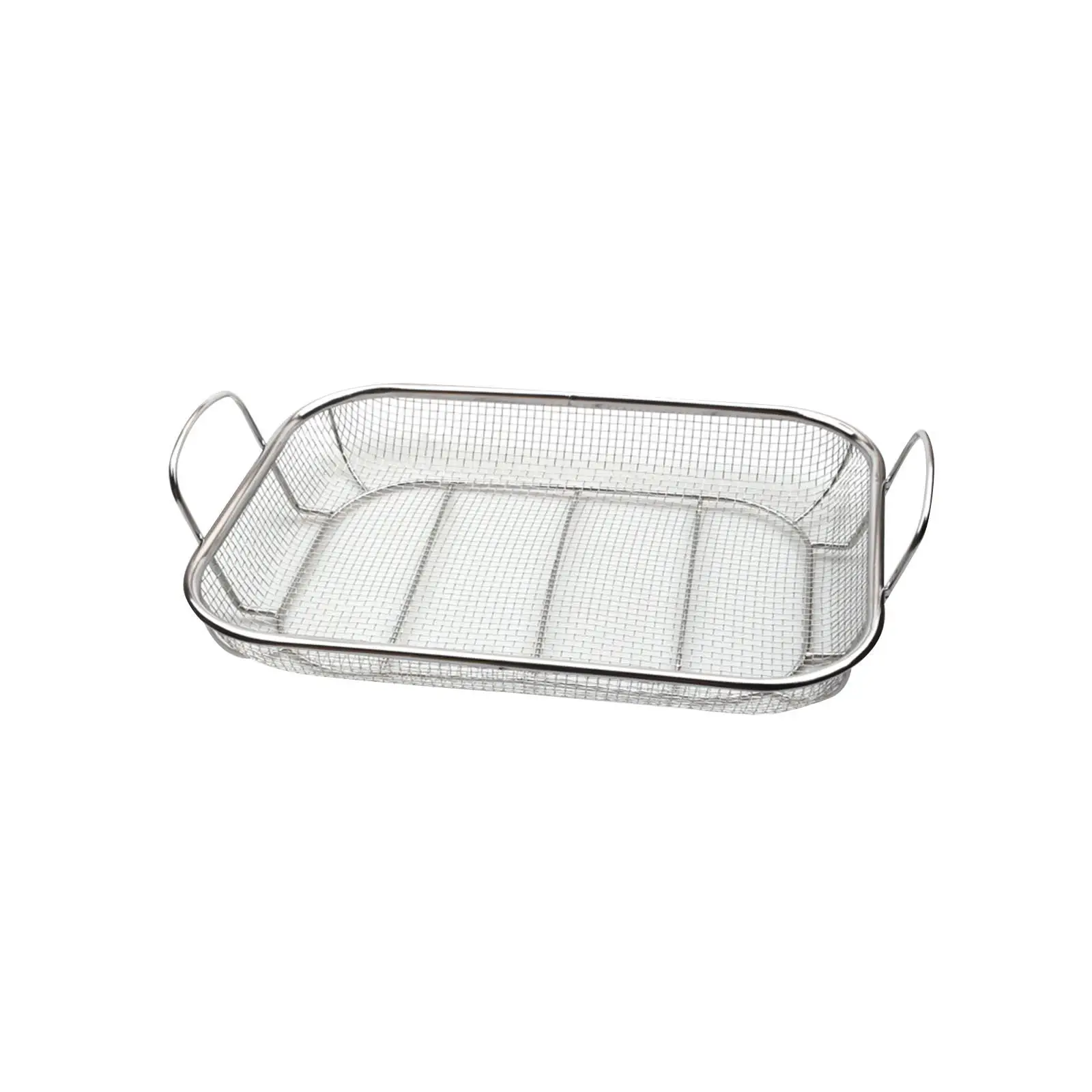 Stainless Steel Mesh BBQ Grilling Basket Grid Mesh Bottom Multipurpose Thickened Frame Durable Rectangle for Meats and Fish