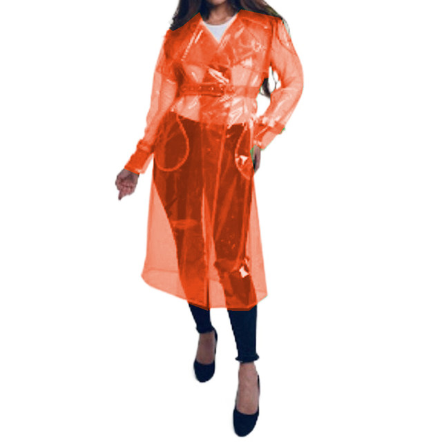  Transparent Long Coat Perspective Raincoats Jackets Women  Clubwear Party Sexy Lingerie Clear PVC Trench Jacket with Belt  (Small,Black,Small) : Clothing, Shoes & Jewelry