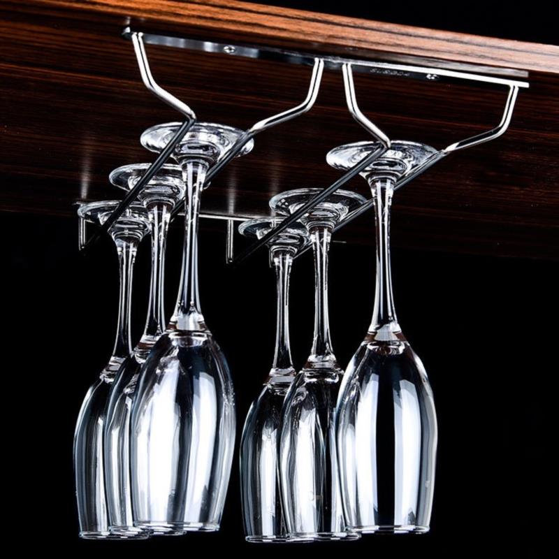 Description Picture 4 of itemSilver Stainless Steel Wine Rack Glass Holder Hanging Bar Goblet Hanger Shelf