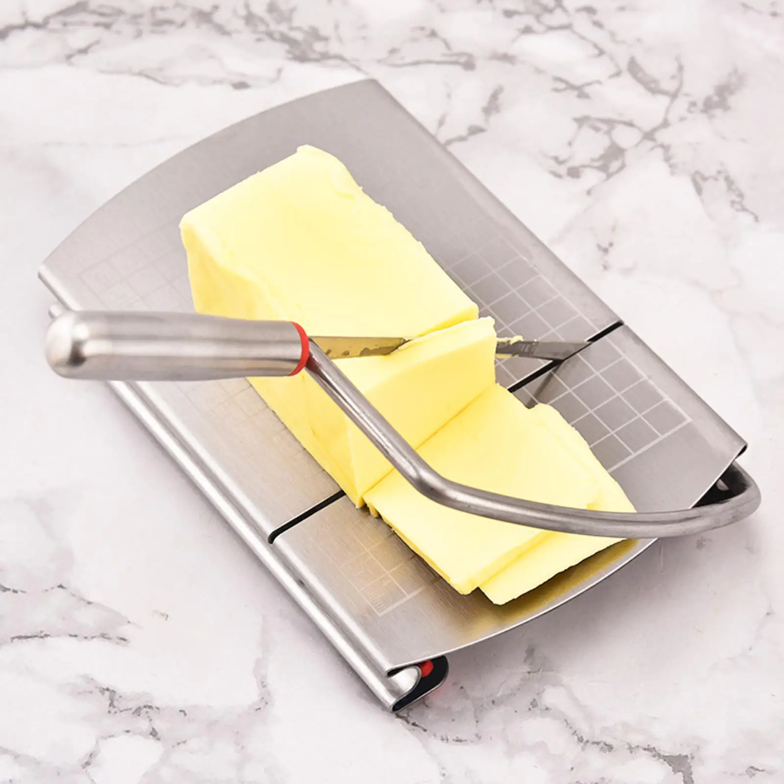 Stainless Steel Cheese Slicer Gift Heavy Duty Cheese Slicer Cutting Board Cheese Cutter for Kitchen Home Cafe Bar Restaurant