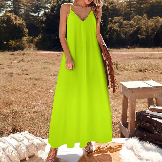 Lime color sleeve selling less dress