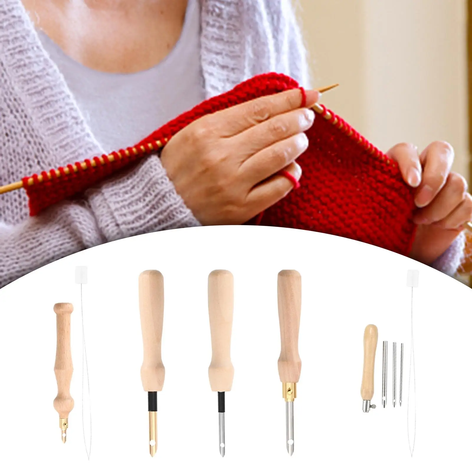 Punch Pin Adjustable Portable Cross Stitch Embroidery Punch Tool for Tapestry Rug Making DIY Handmade Art Crafts Weaving Sewing