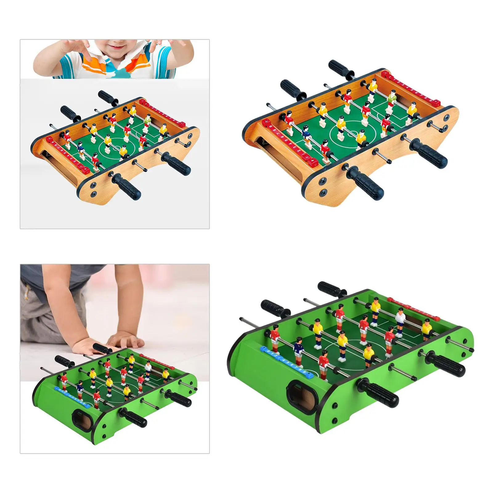 Wooden Tabletop Football Soccer Pinball Games Hands with Ball Interactive Toy
