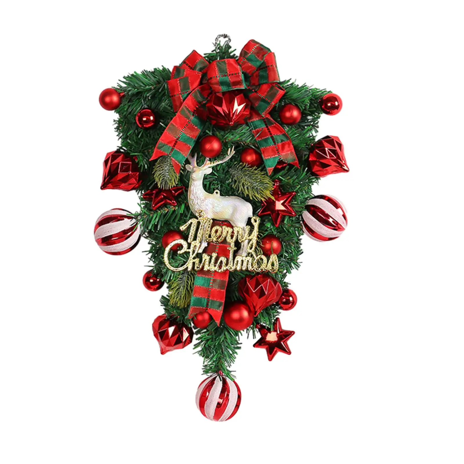 Christmas Teardrop Swag Decorative Wall Hanging Ornament Christmas Wreath Xmas Garland for Party Shelf Home Garden Decor