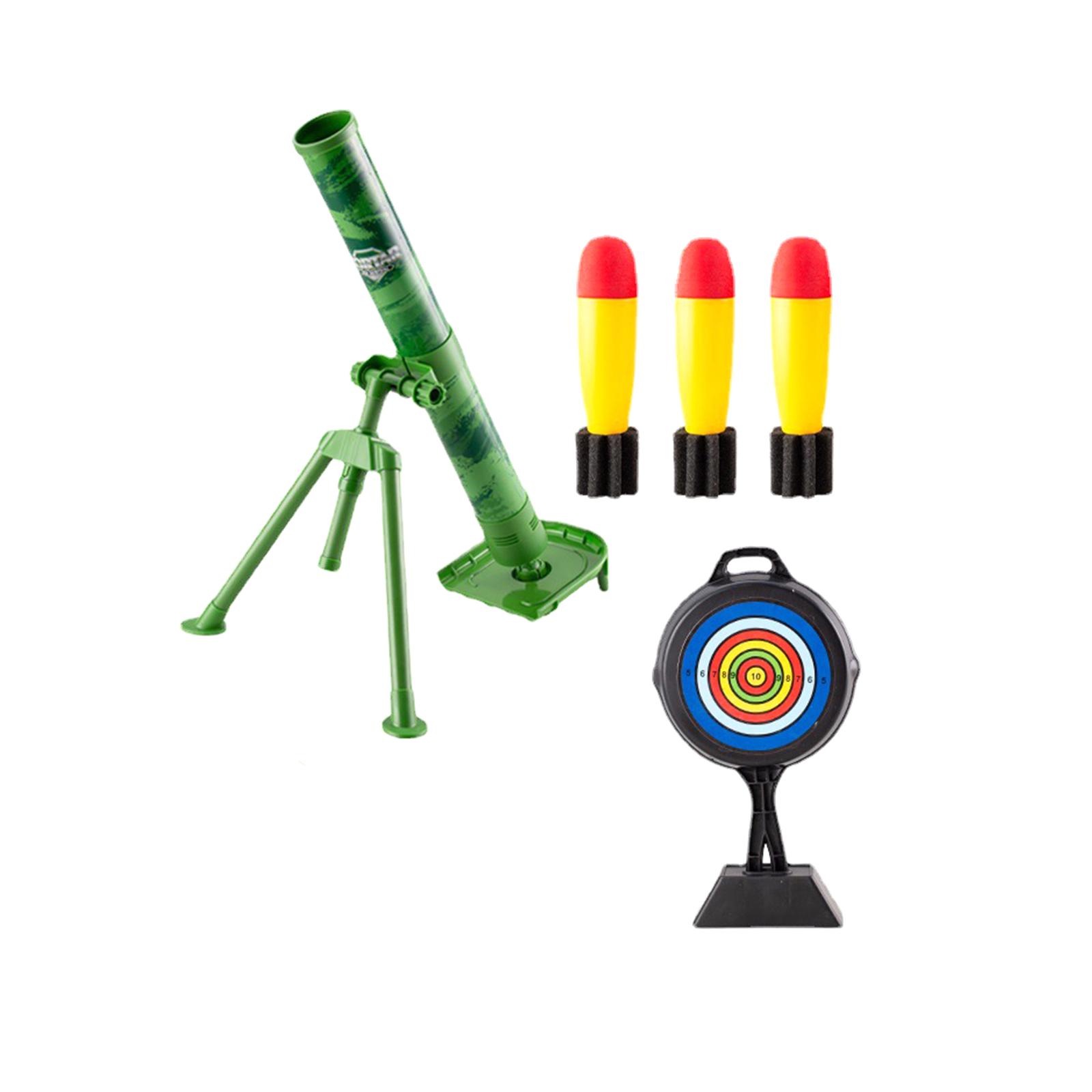 Mortar Launcher Toy Set Interactive Games with 3 Safety Foam Shells Play Game Kits Launch Set Chase Rocket Birthday Present