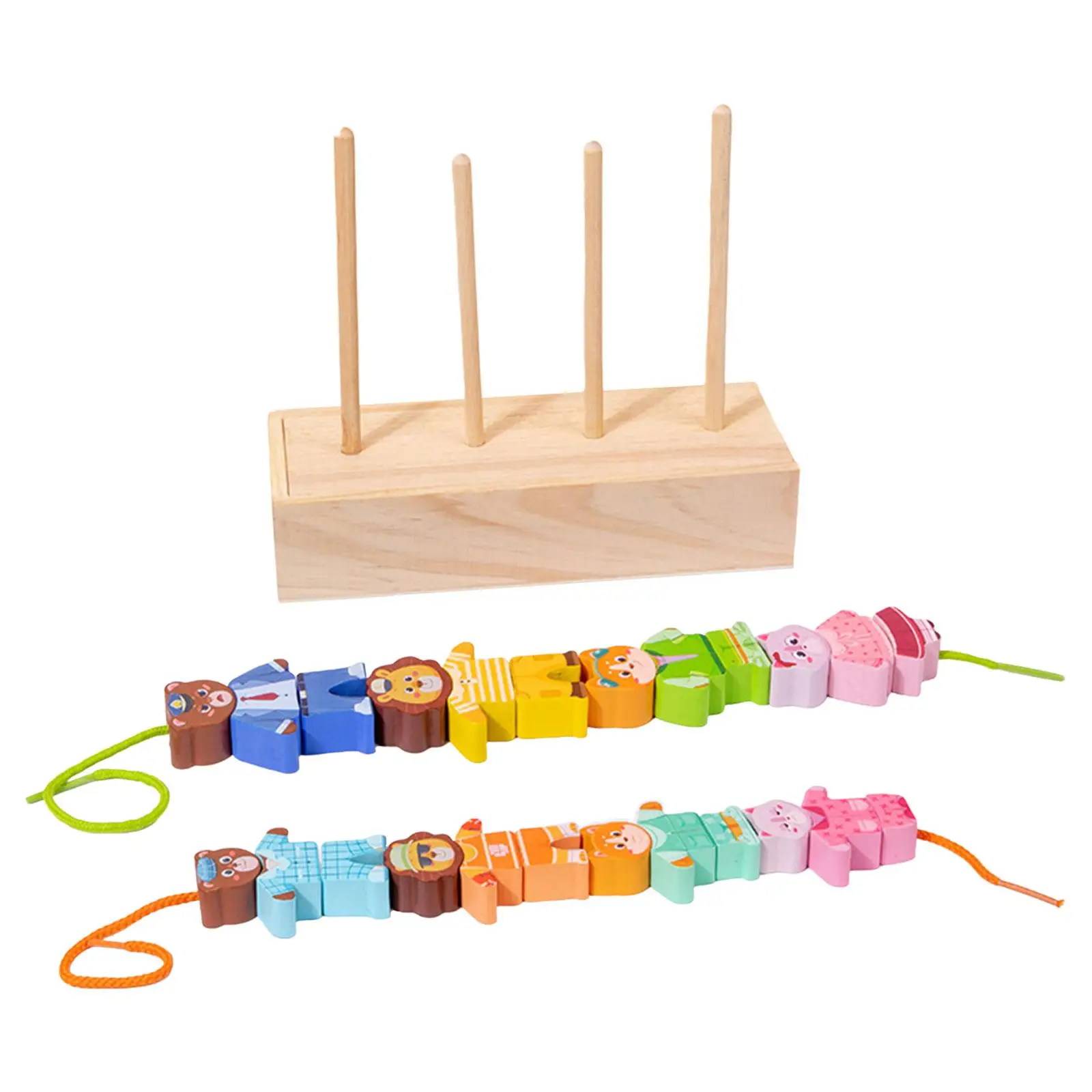 Animal Stringing Threading Wooden Beads Toy Early Learning Toys Educational Toy for Kids Toddlers Boys 1 2 3 4 Years Old Gifts