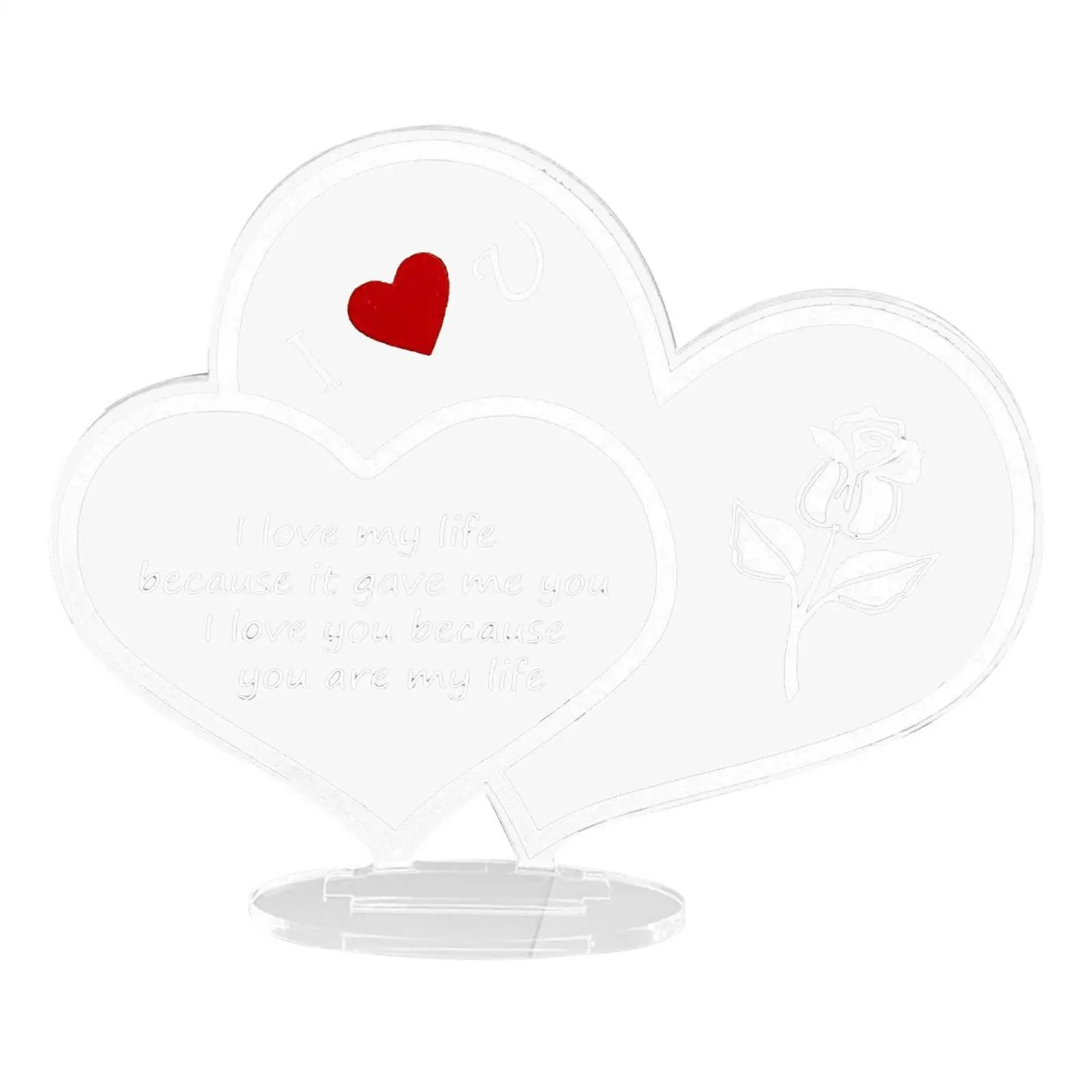Heart Shaped Acrylic Plaque Valentine`s Day Decor Sweet Heart Tables Centerpiece for Anniversary Office Wedding Shelf Birthday