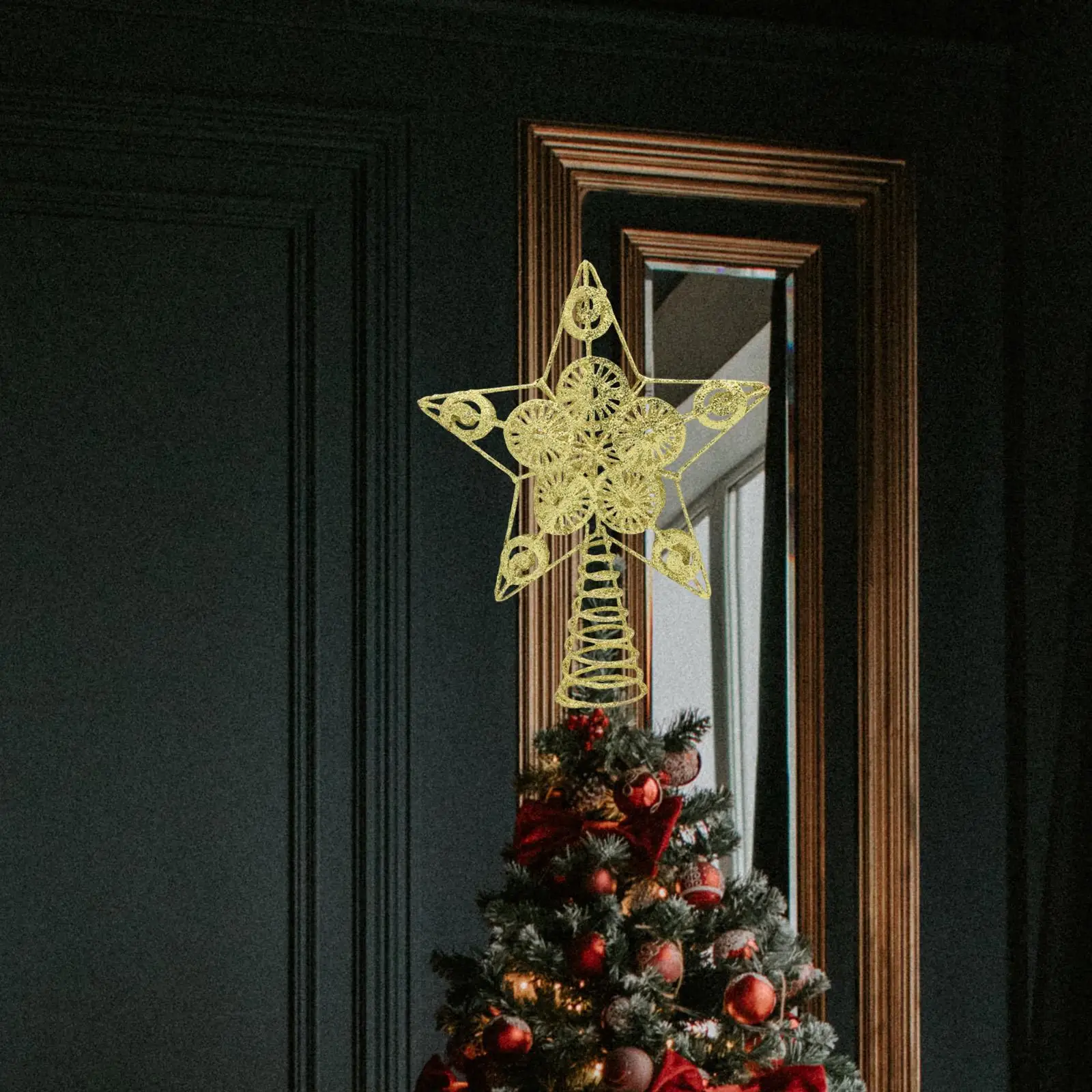 Christmas Tree Top Star Treetop Glitter for Xmas Tree Desk Decoration