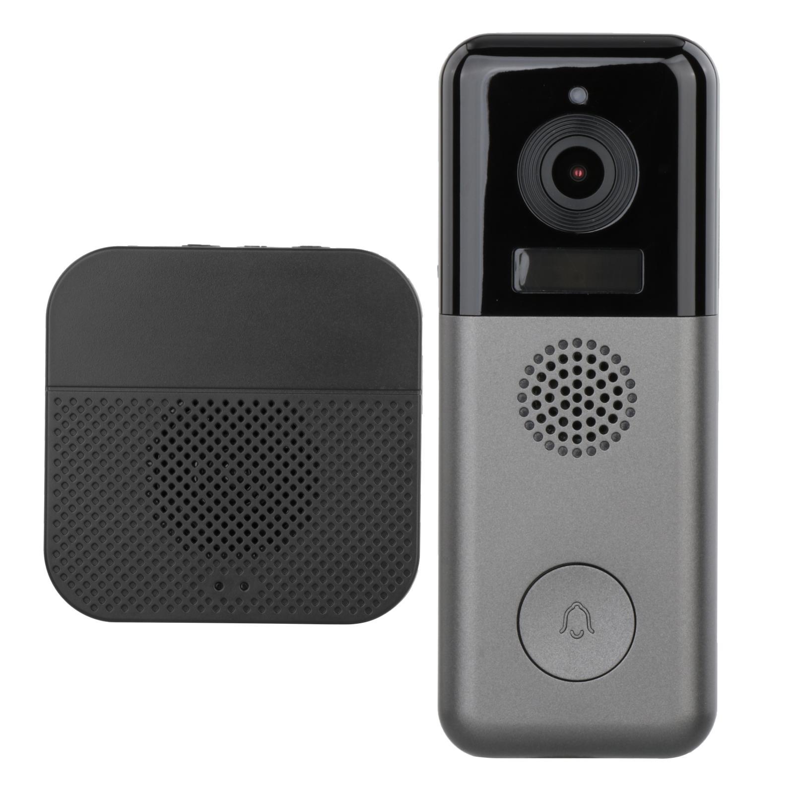 Video Doorbell Camera 2 Way Audio 2K Resolution 2x 18650 Powered Human Monitor Cloud Storage Smart 2.4G WiFi Door Bell Camera