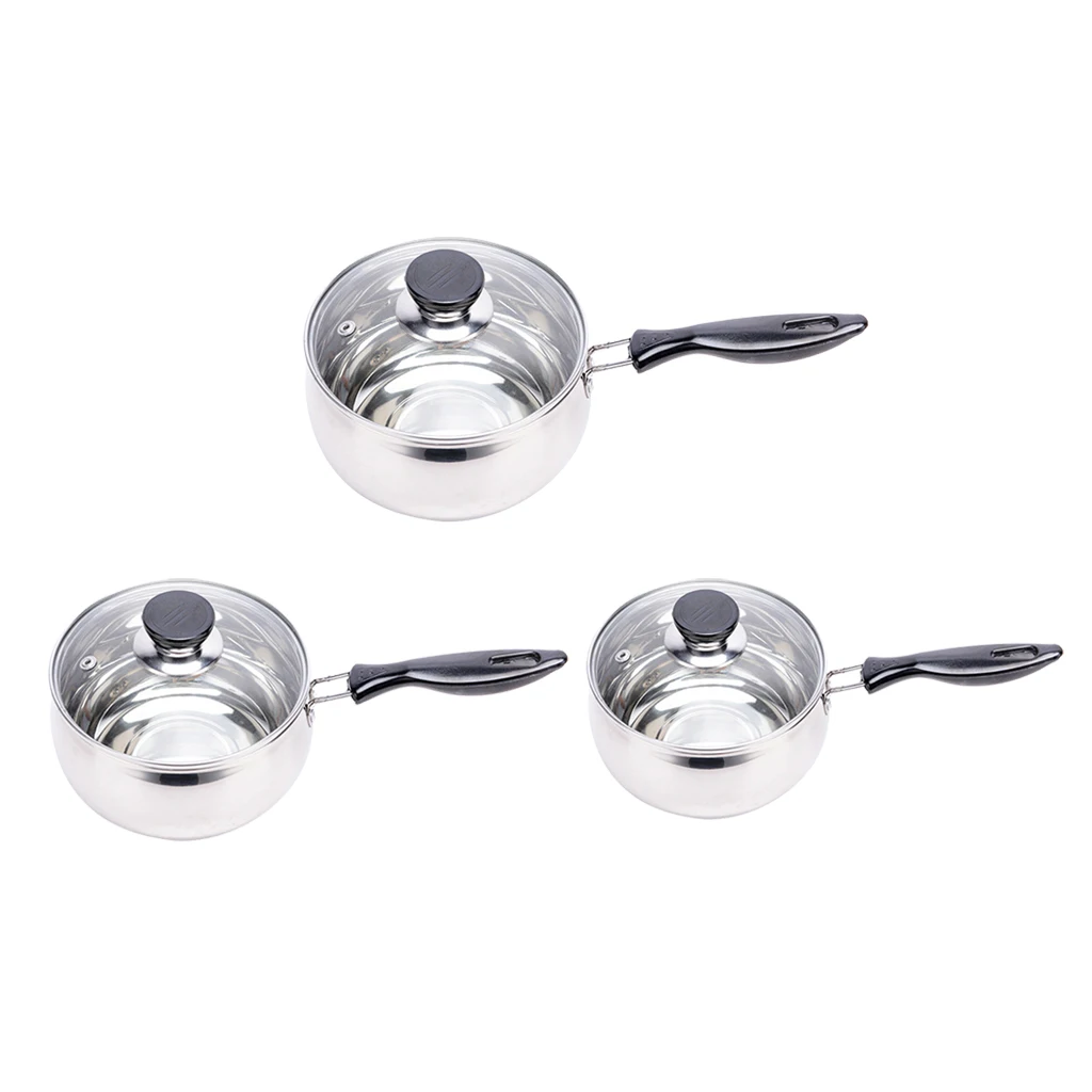 Stainless Steel Milk Pot Milk Pan with Lid and Spout Boiling Pot for Coffee or Porridge