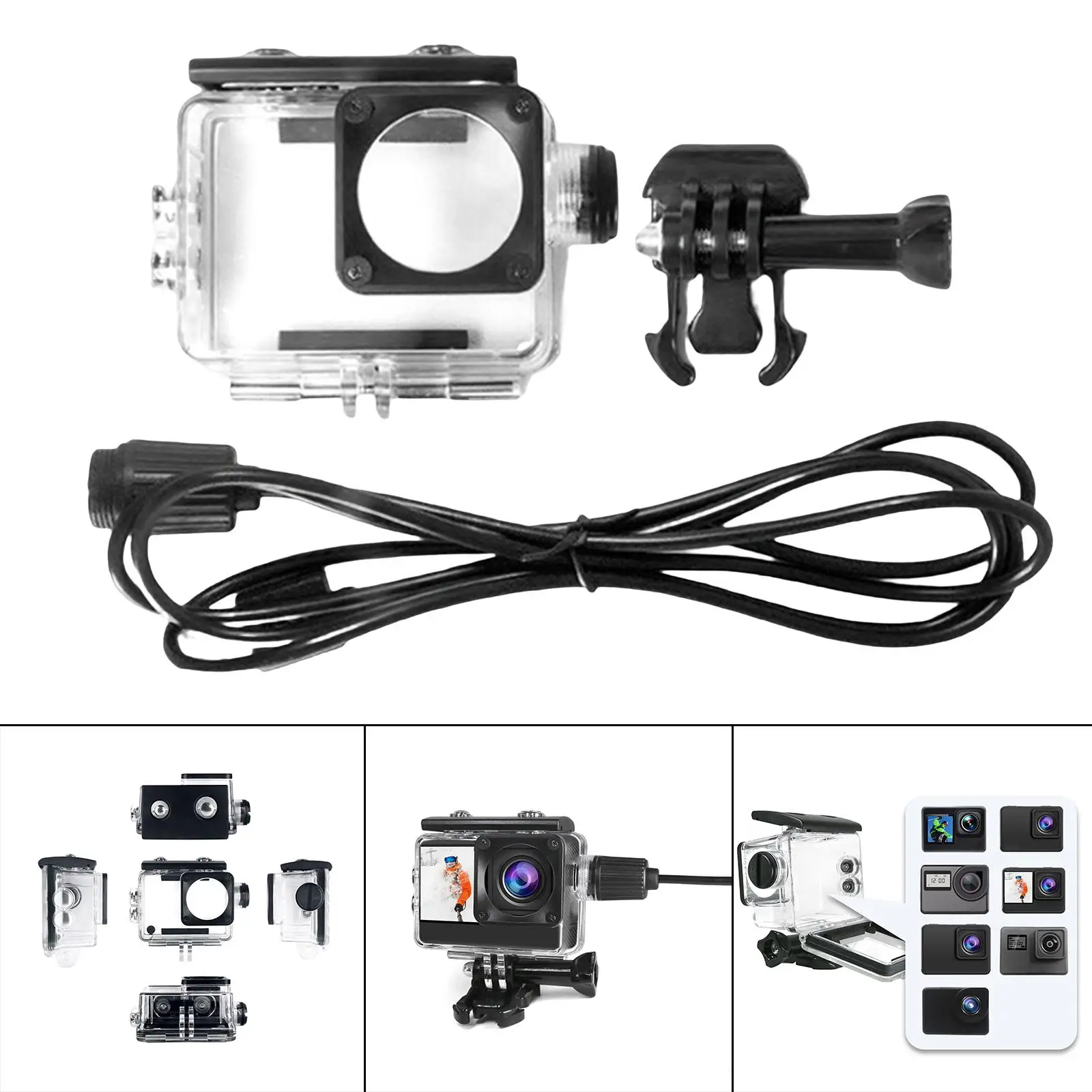 Action Camera Waterproof Housing Case, Diving Housing Frame Mount Photography Quick Release Mount Shell for 4K Eis Cameras