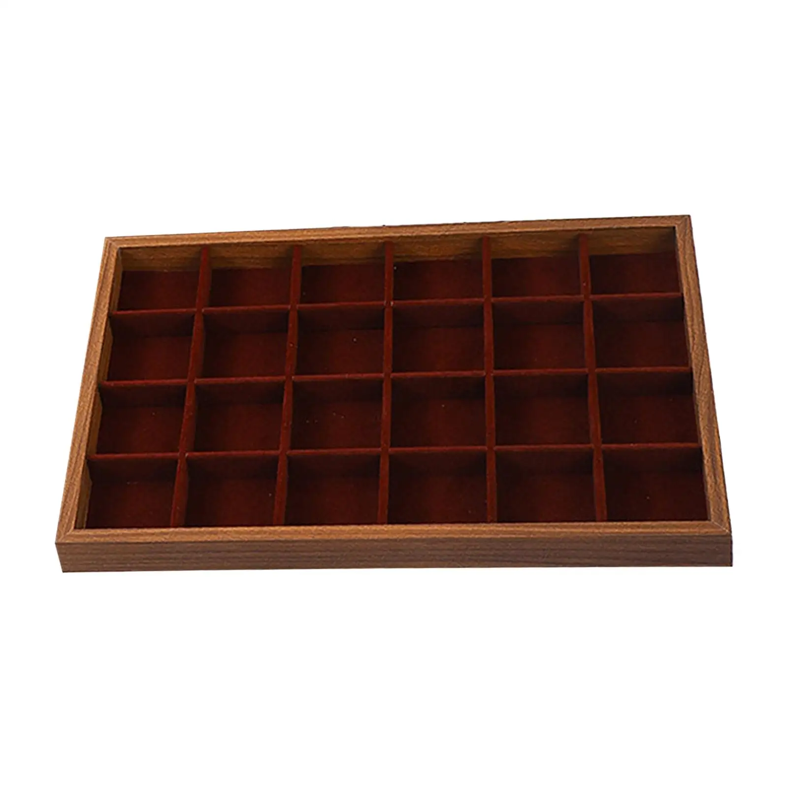 24 Grid Jewelry Drawer Organizer Tray Wood Stackable Practical Accessories Fashion Jewelry Trays for Necklaces Dresser Bracelet