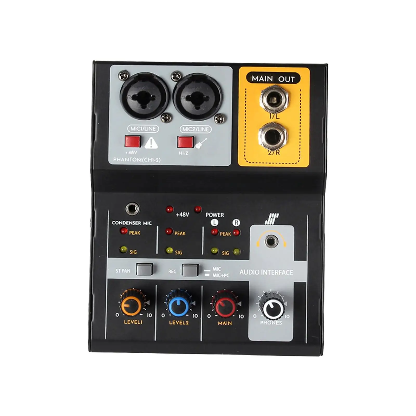 Mini Audio Mixer USB Professional with Sound Card 2 Channel Audio for Live Broadcast Music Recording Podcasting Studio Show KTV