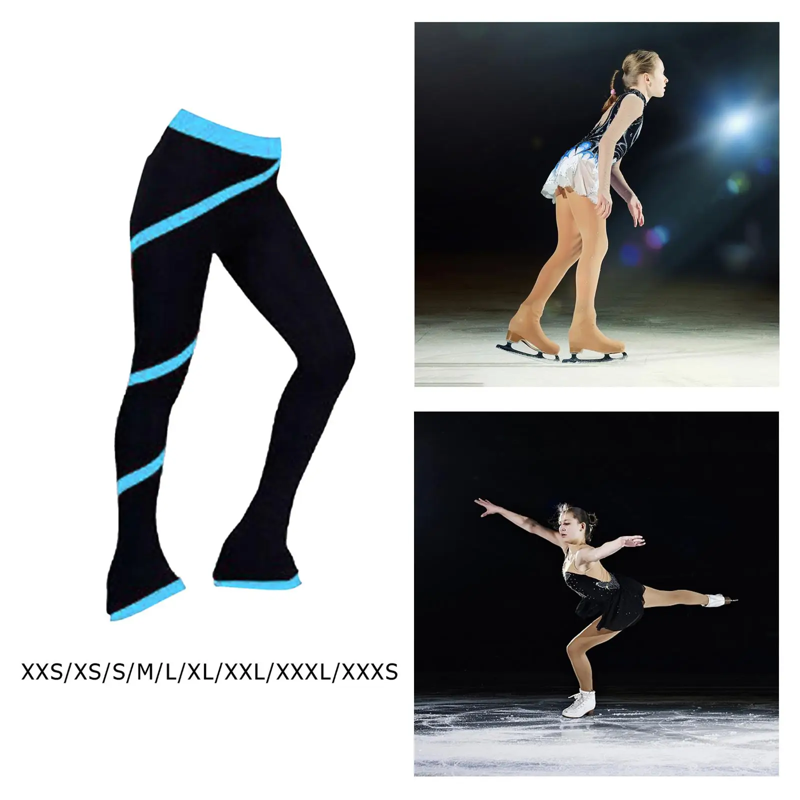 Ice Figure Skating Polar Fleece Warm Skirt Pants Gymnastics Activewear Sportswear Trousers - Black