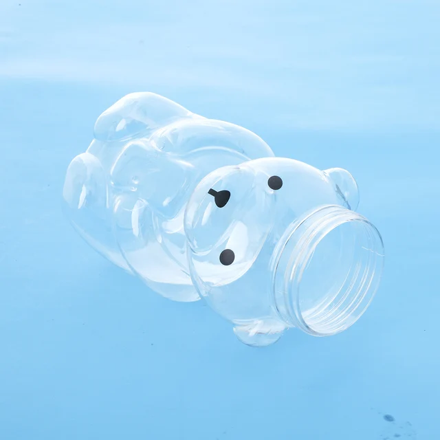 5Pcs Transparent Bottles with Lids Cute Bear Shape Drink