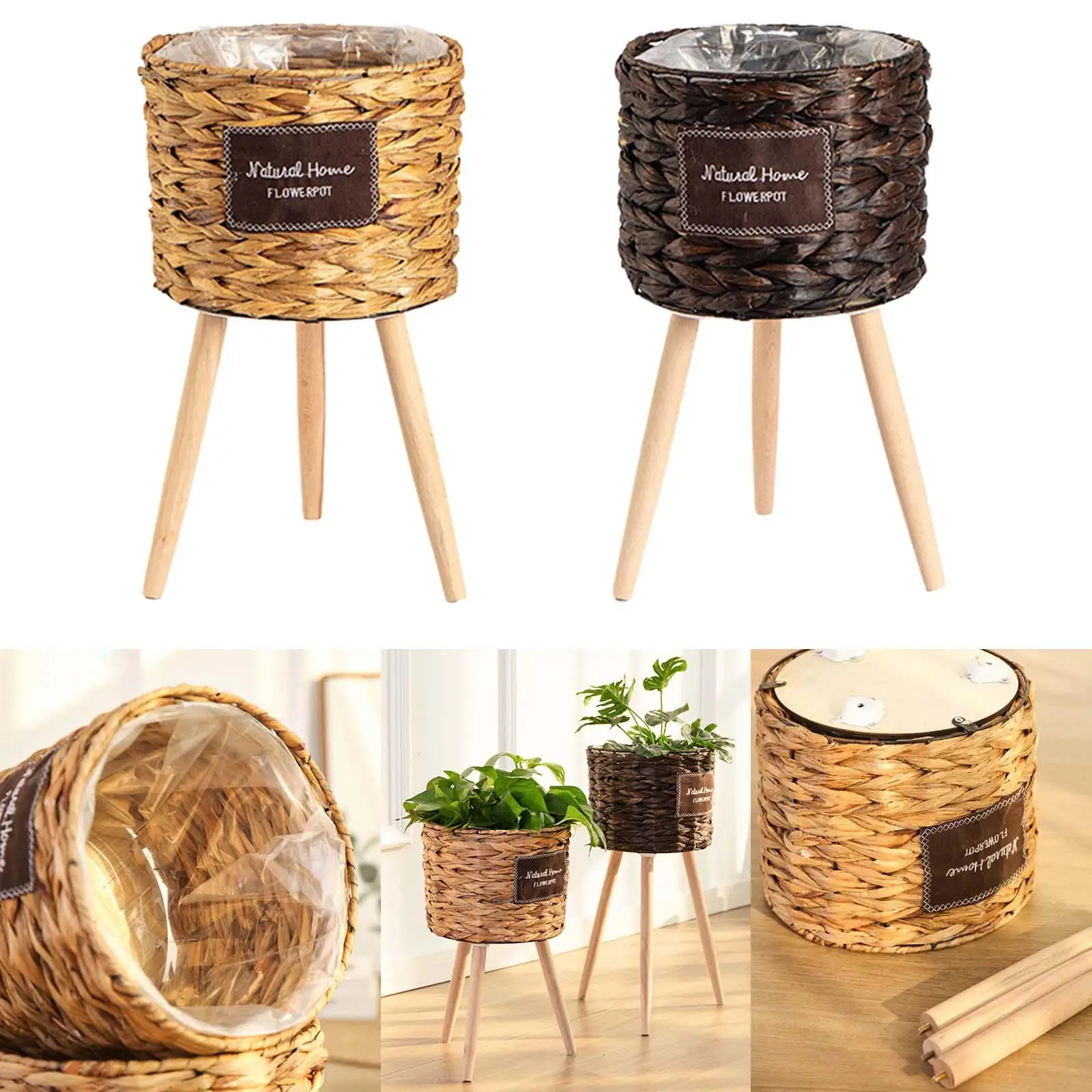 Round Woven Planters Color Laundry Bag Ornament Waterproof Organizer Pots Outdoor Indoor Garden