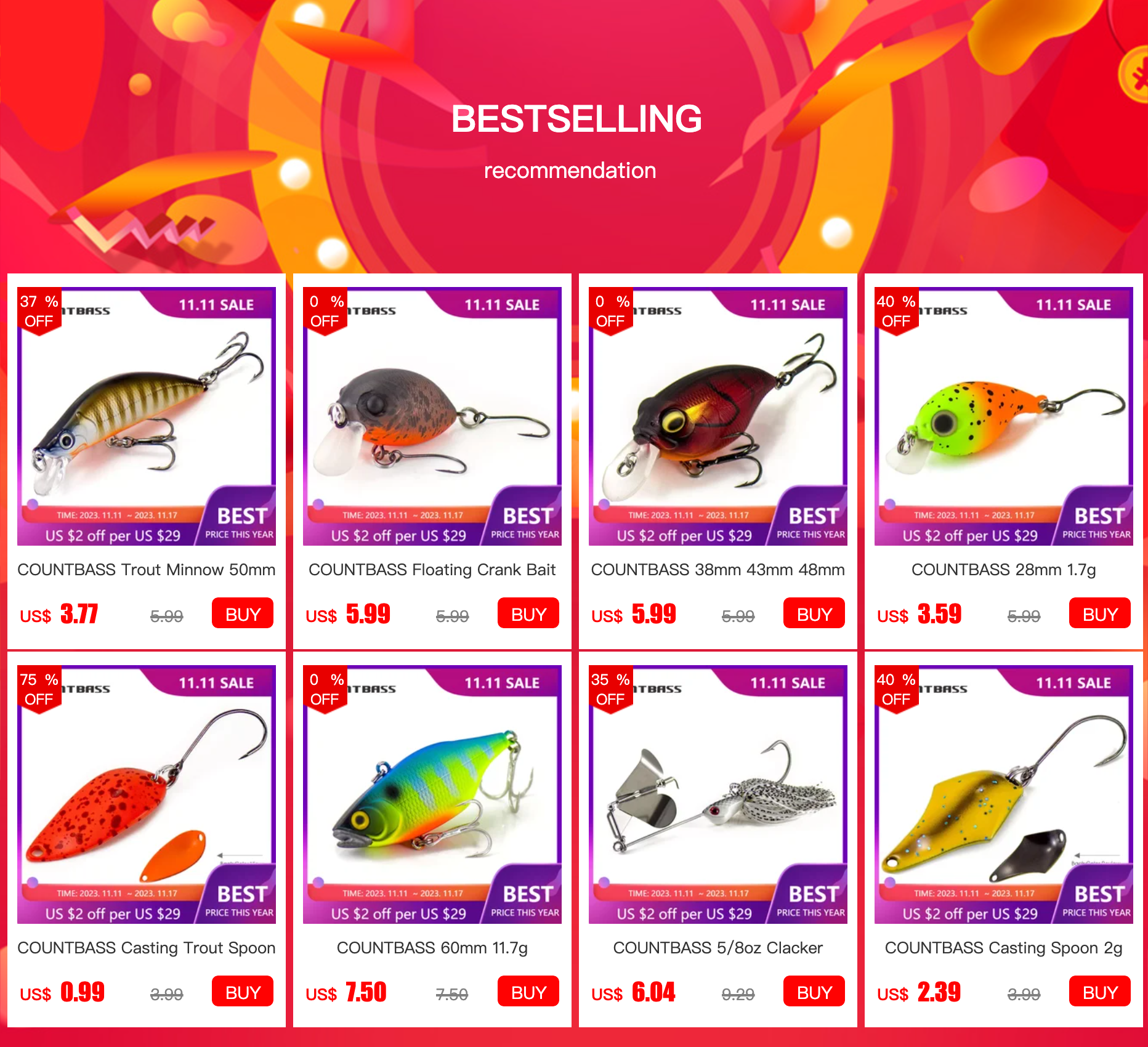 Countbass isca de pesca fina com anzóis,