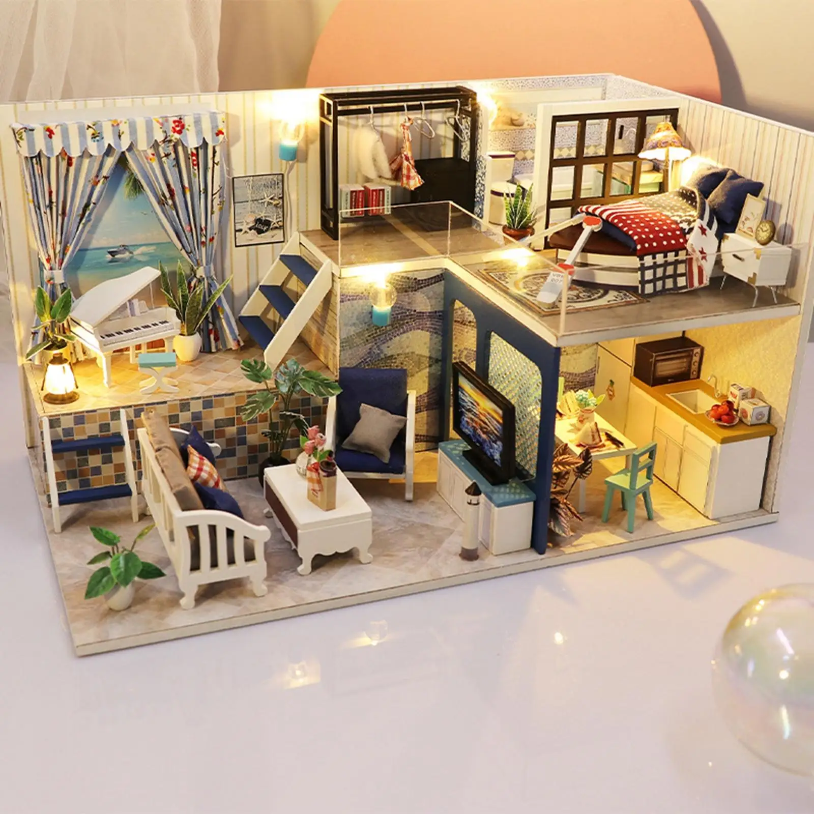 Assemble Kit Exquisite Creative Unfinished with Furniture DIY Miniature dollhouse for Decor Birthday Gift Collectibles