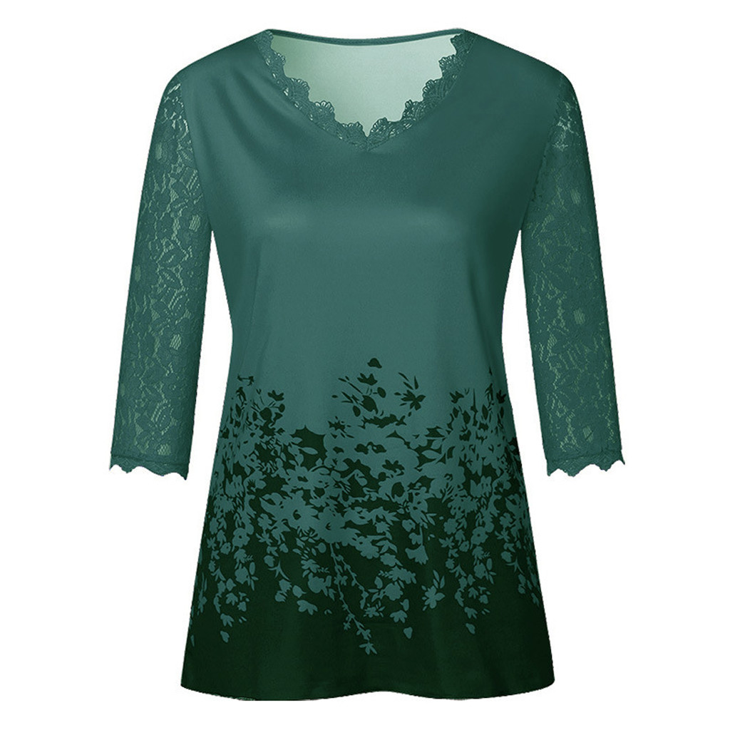 Title 20, T-shirt da donna in pizzo con maniche a 3/4 e s...