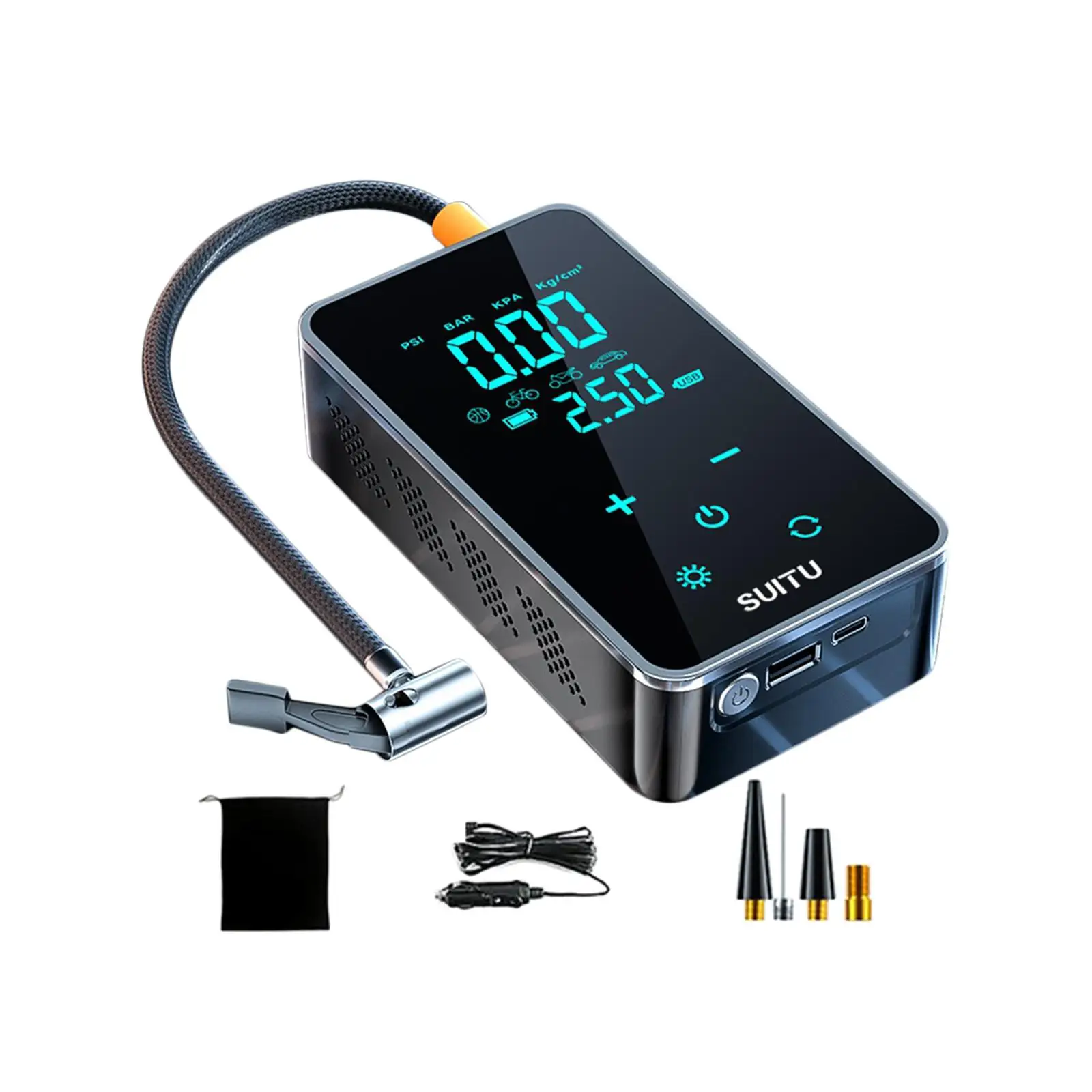 Tire Pump Rechargeable Mini Digital Display Bike with Wire Air Compressor