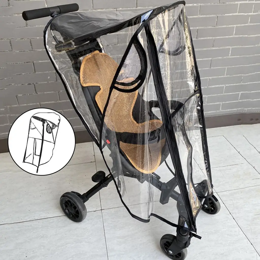 Stroller Cover Weather Shield Transparent Wind Dust Shield Baby Stroller Rain Cover Zipper Protect from Rain Wind Snow Dust