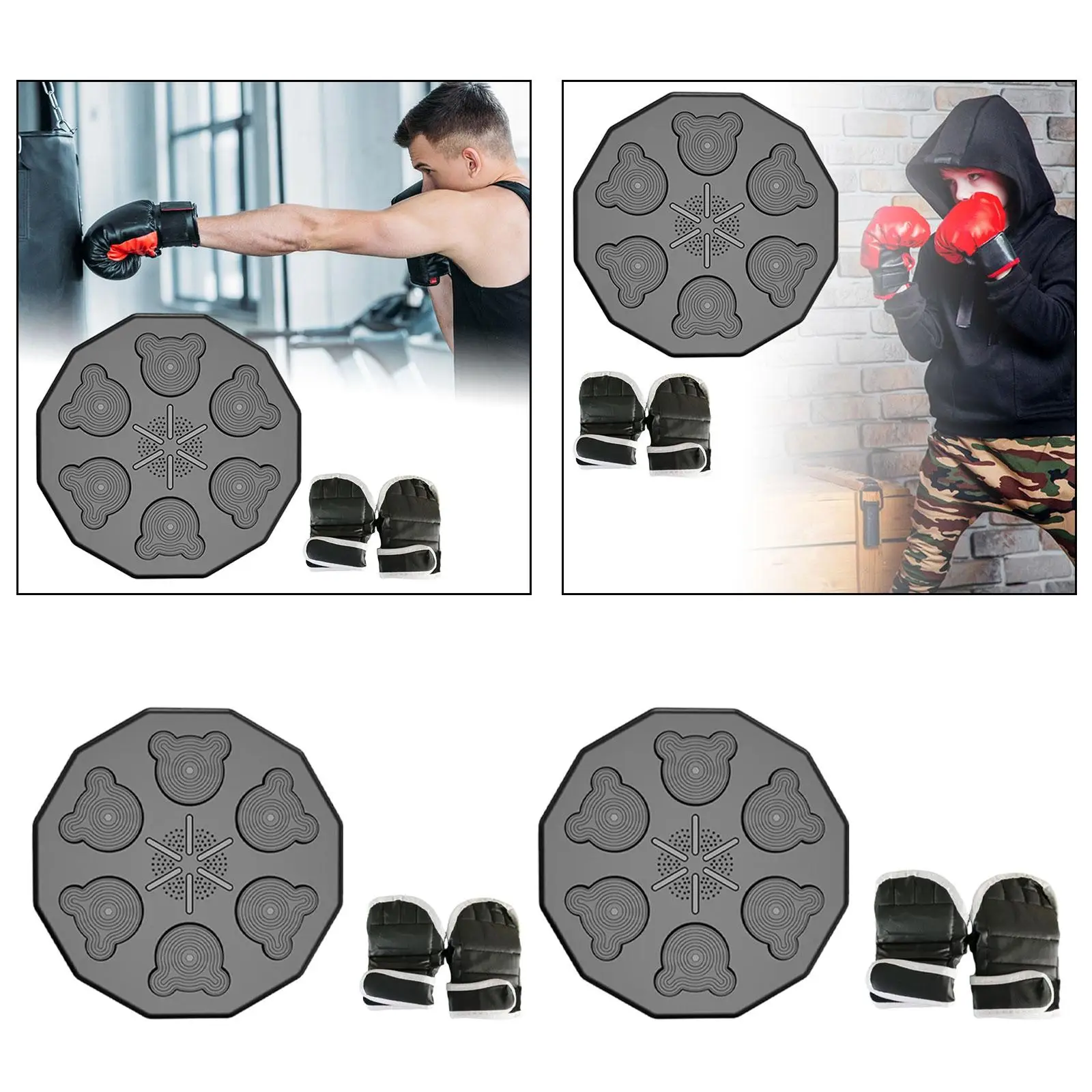 Music Boxing Training Machine RGB Lighted Punching Pad with Boxing Gloves