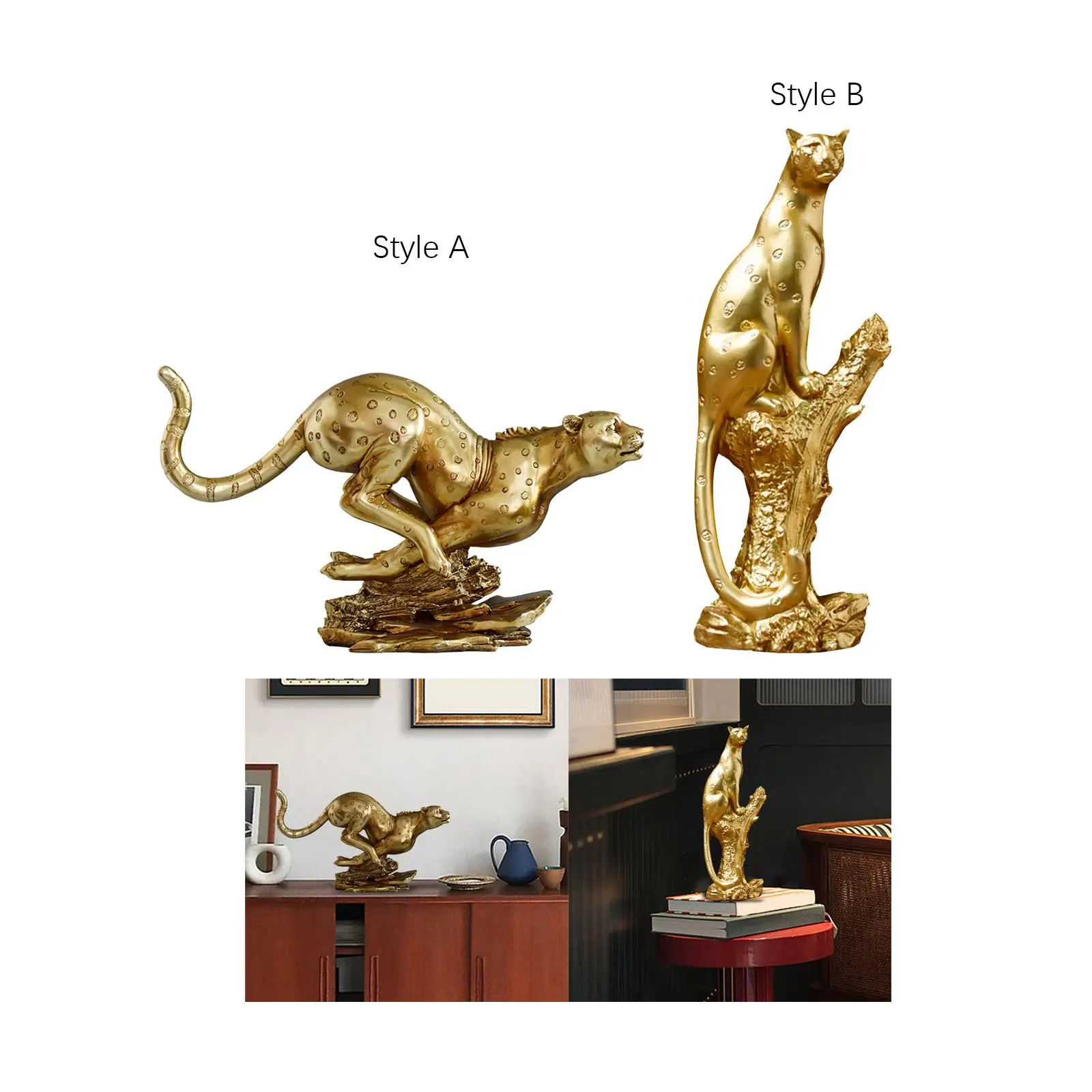 Leopard Statue Resin Cute Birthday Gift Table Centerpiece for Home Office Bookcase Shelf Car Dashboard Bar Ornament