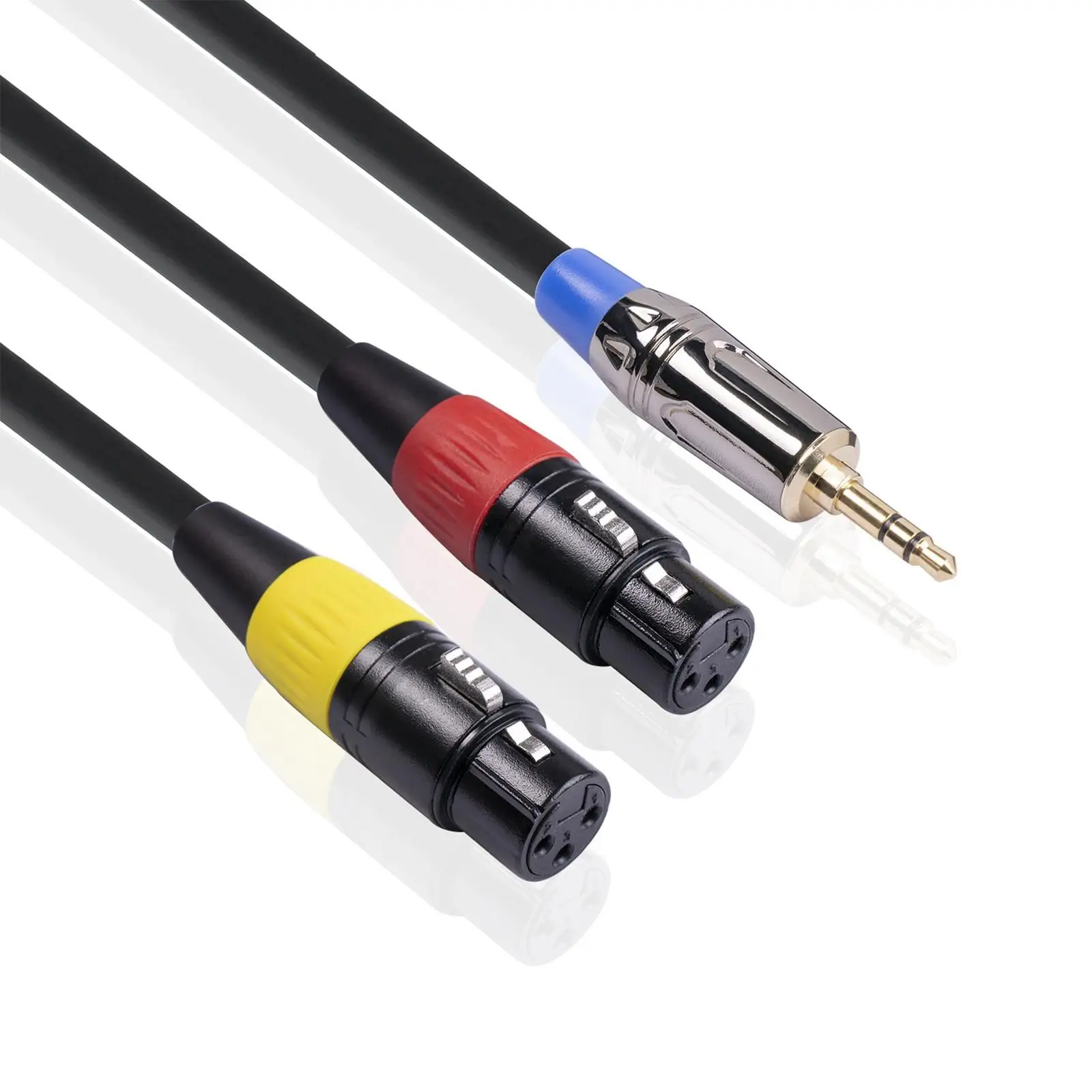 1 Piece Dual Female Audio Cable XLR Recorder 1/8 inch to XLR Breakout Cable Dual Female Heavy Duty 3M Jack Male to 2 XLR Female