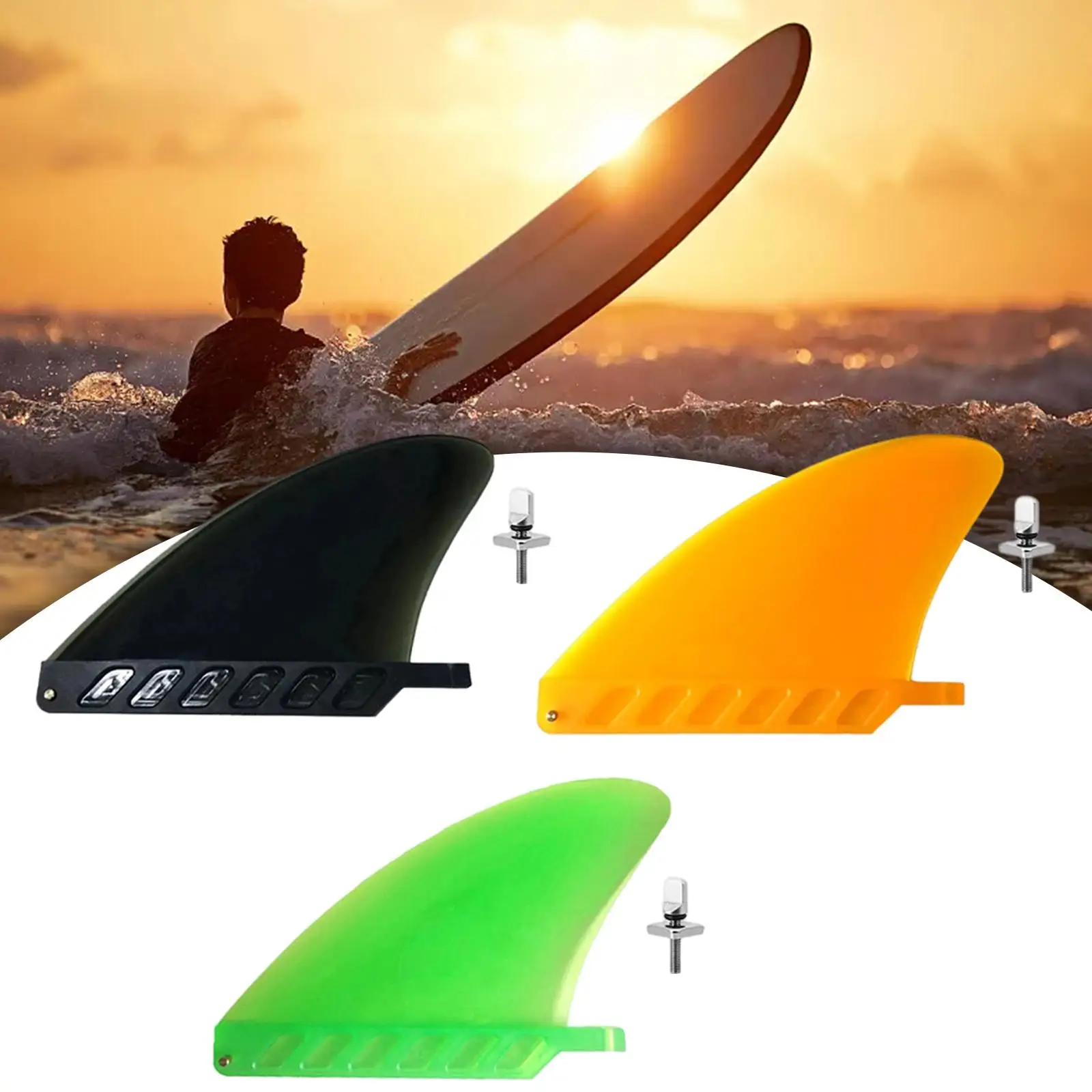 Surfboard Fins Soft Top Single Center Fins Detachable Easy to Install Surf Fin Screws Center Fins for Beach Summer Water Sports