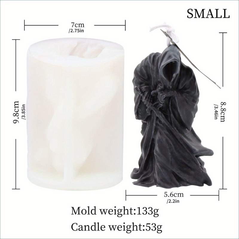 Description Picture 3 of item1pc Halloween Draw The Knife Death Silicone Candle Mold DIY Handmade Aromatherapy Gothic Terror Skull Candle Plaster Soy Wax