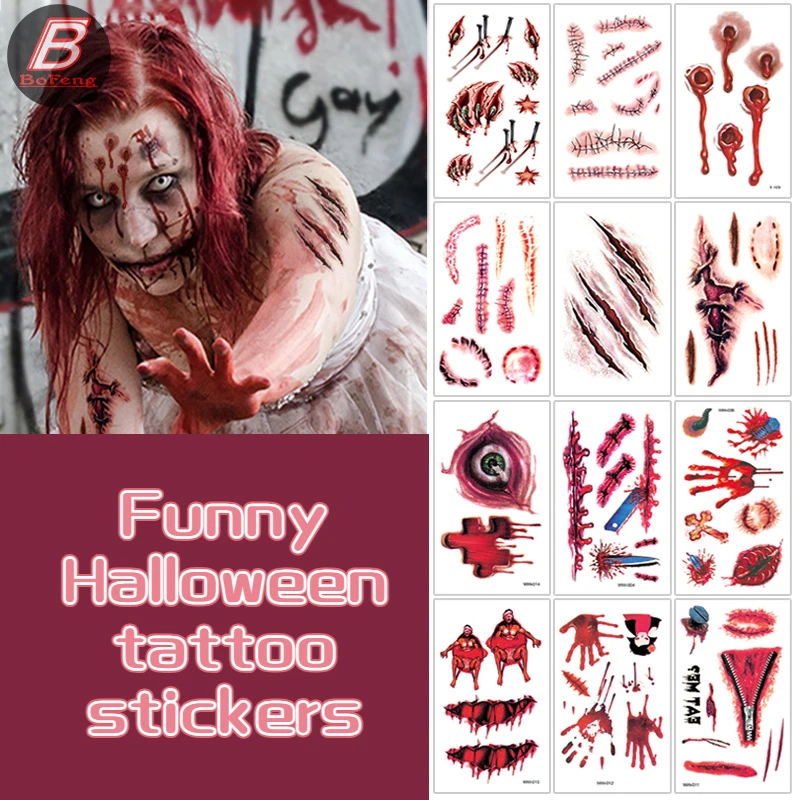 Best of 3PCS Halloween Tattoo Sticker Simulation Temporary Fake Bloody Wound Sticker Realistic Terror Wound Funny Scary Tattoo Sticker Reviews & Tips