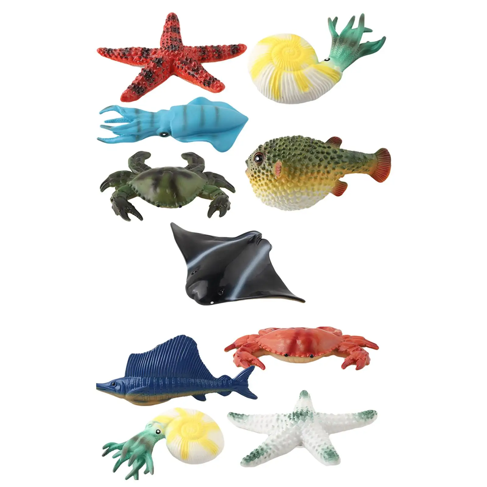 5 Pieces Marine Animal Model Manta Ray Squid Educational Toys Tools for Kids
