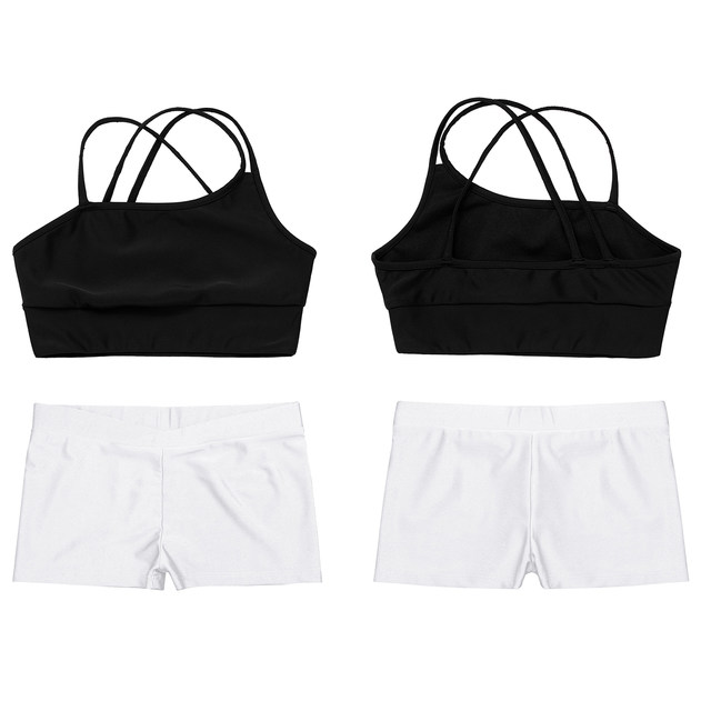 M triangle bra shorts set ホワイト Girl Gymnastics Clothing Bra Shorts | Gymnastics Sports