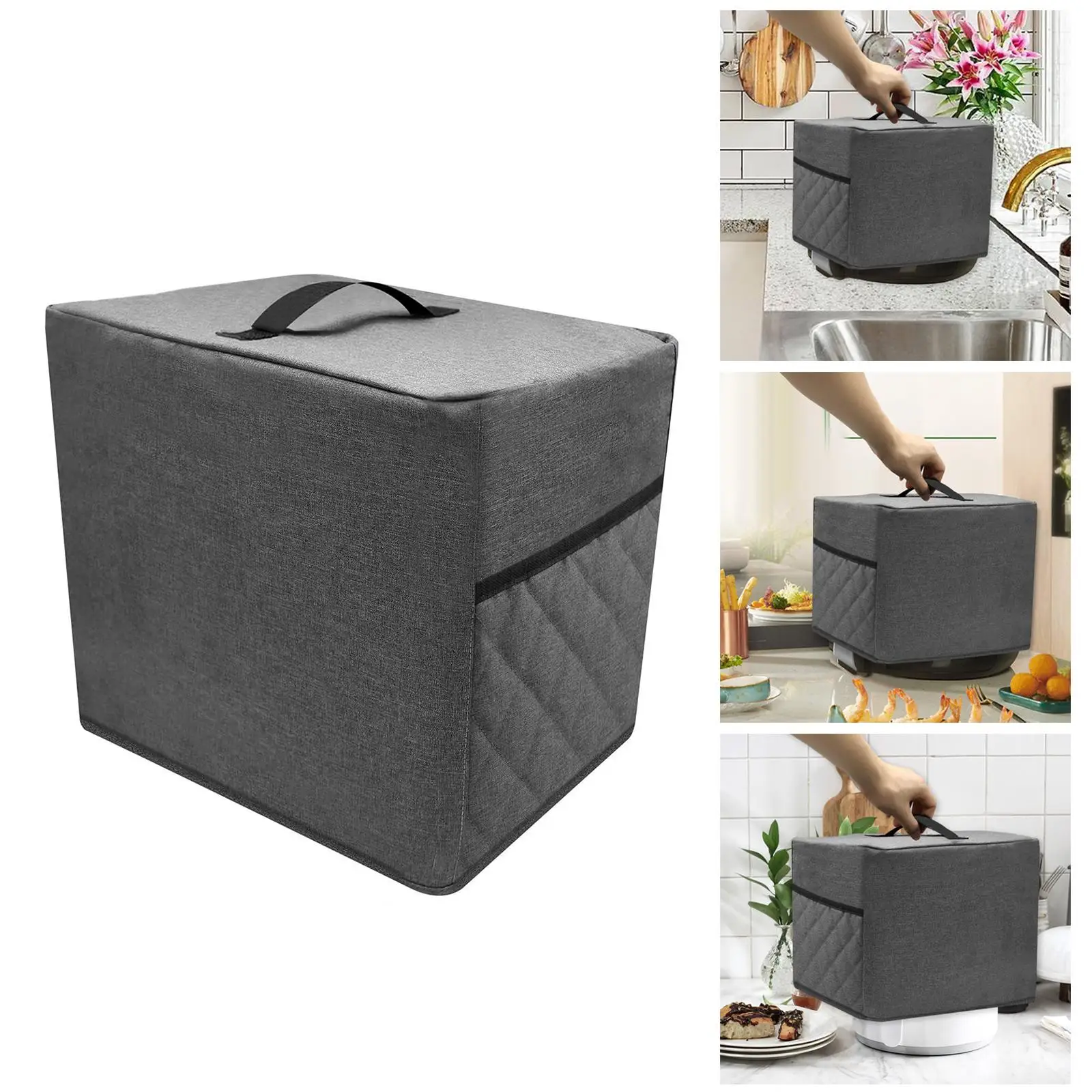 DIY Air Fryer Dust Cover, Non-Stick , Gray American Polyester Portable Accessories for  Grill Travel Camping Kitchen Cooker