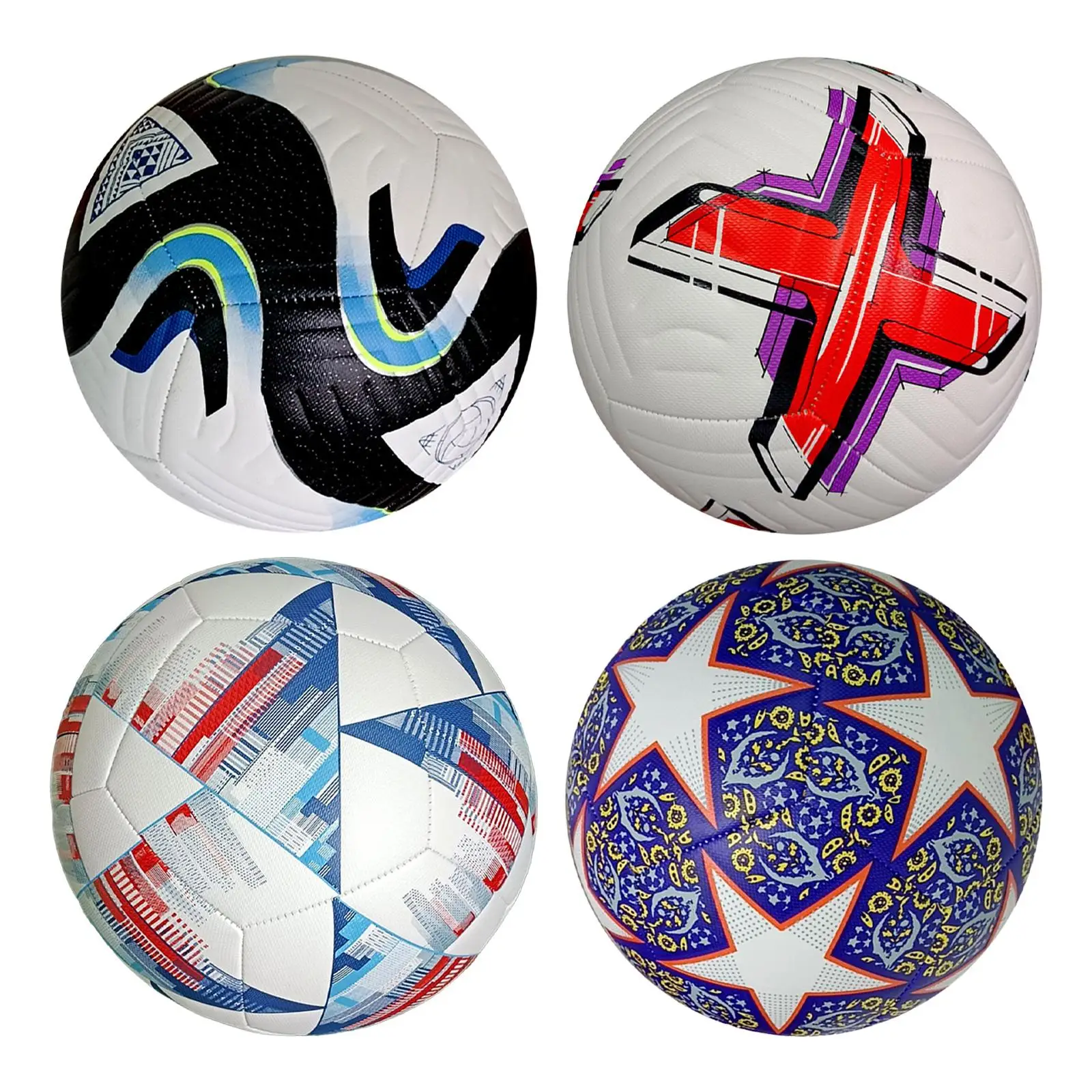 Soccer Ball Size 5 Durable PU Leather Machine Stitched Professional Match Ball for Game Competition Indoor Outdoor Playing