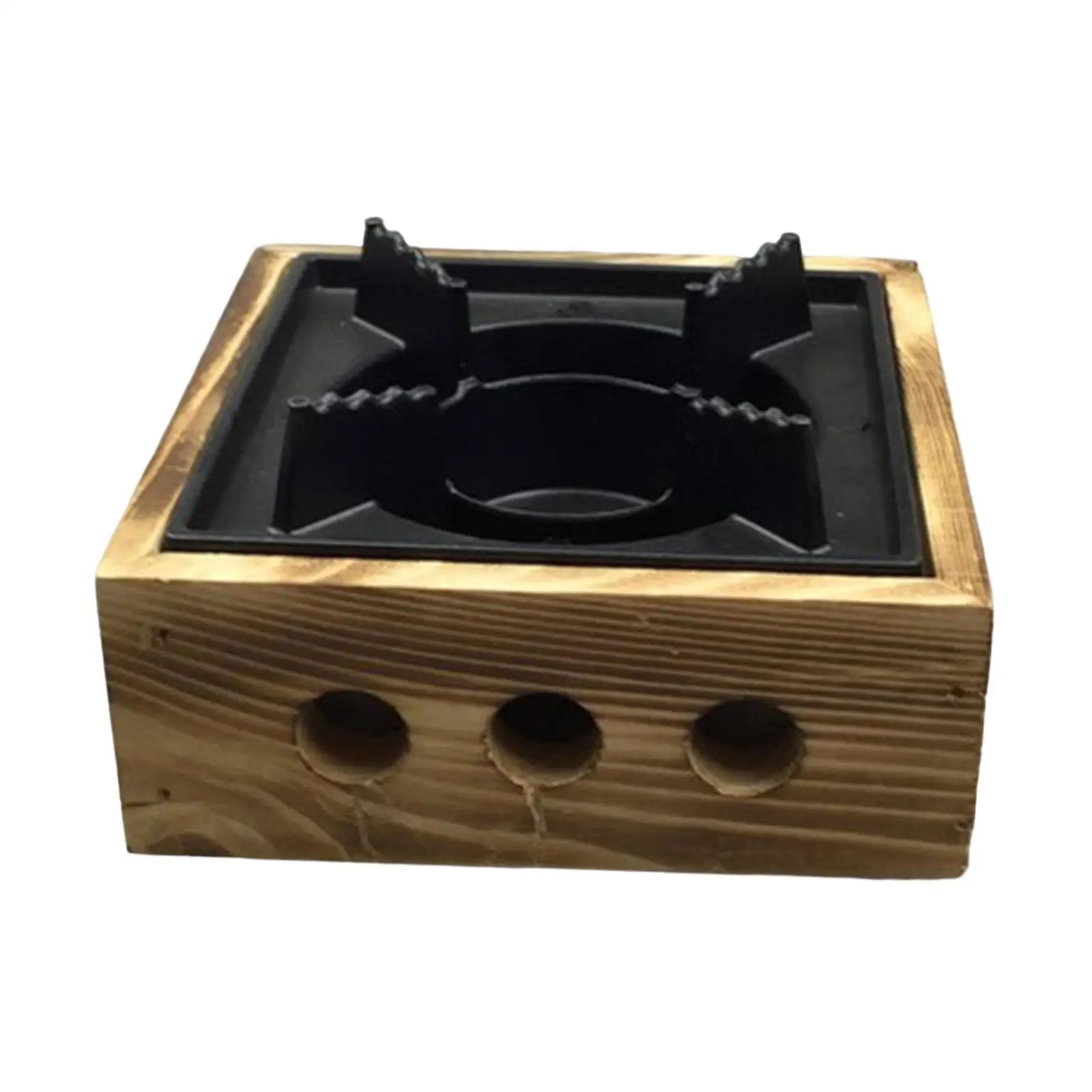 Compact Alcohol Stoves Stew Hot Pot with Wooden Base Solid Alcohol Stoves Lightweight Spirit Burner for Camping Backpacking