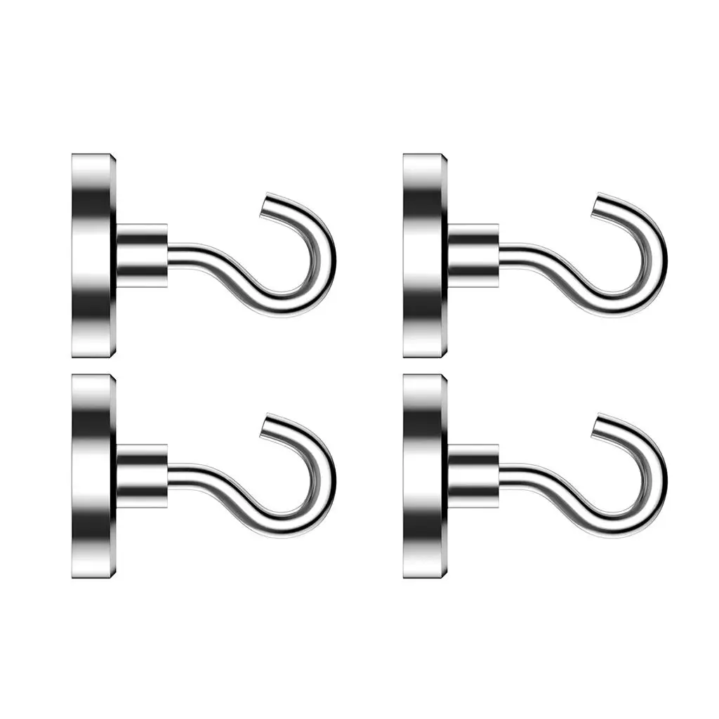 13X 4pcs Magnetic Hooks Hangers for Bathroom Kitchen Bedroom Garage 16mm Base