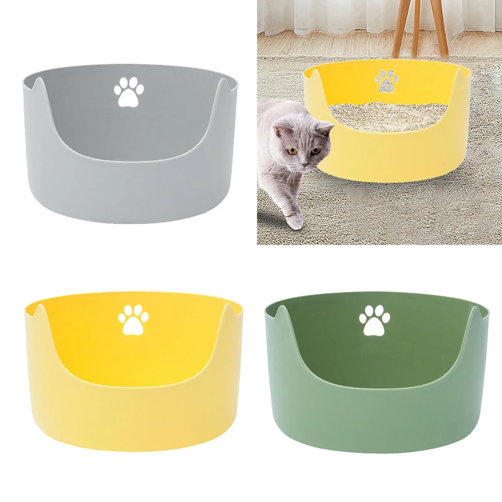 Cat Litter Box Open Top Pet Litter Tray for Small Medium Cats Pets Supplies