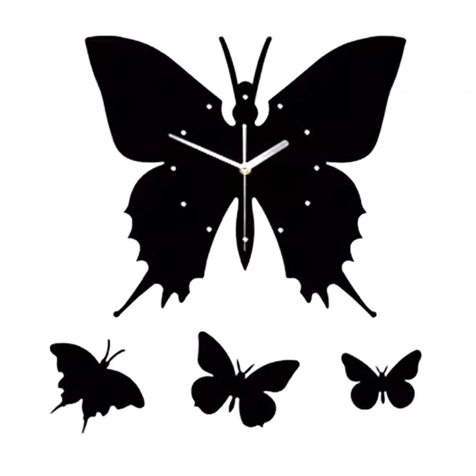 12inch Acrylic Black Butterfly DIY Wall Clock Kit Wall Art for Hall Way