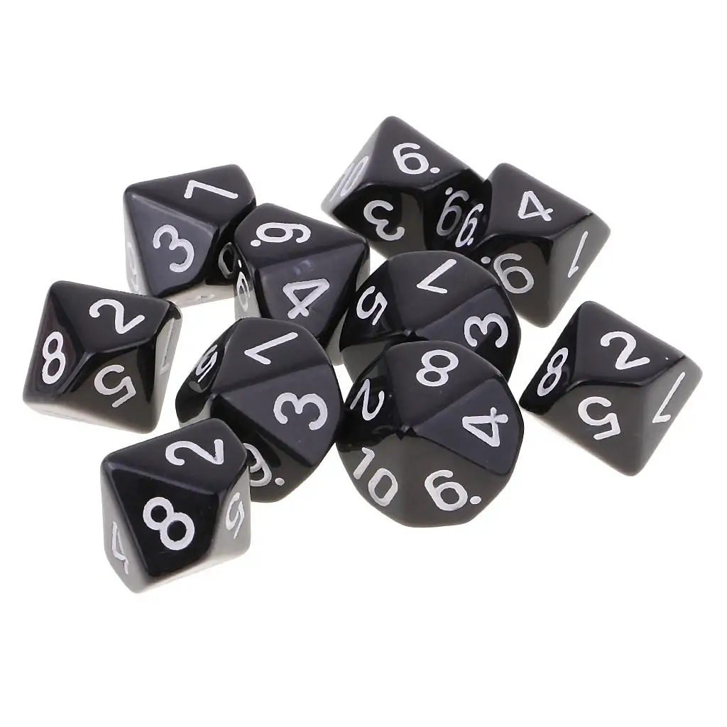 MagiDeal 10pcs 10 Sided Dice D10 Polyhedral Dice for  and  Games White