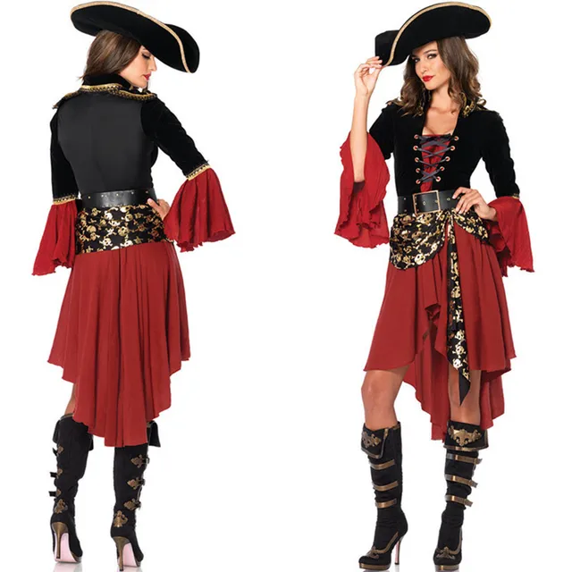 Caribe sexy pirata feminino capitão traje mostrar grande halloween cosplay  terno rpg uniforme gótico medoeval fantasia