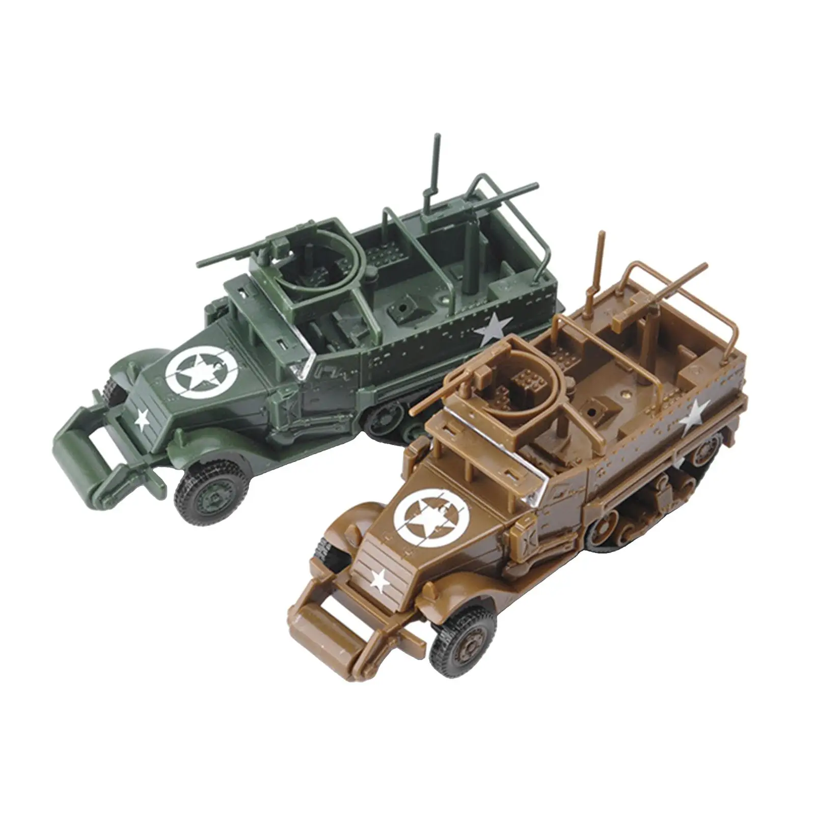2  Assembled Half-Track  Simple  2-Color Set Decoration  Needed Gift 1:72 Armored Vehicle Toys for M3A1 Children Boys Kids
