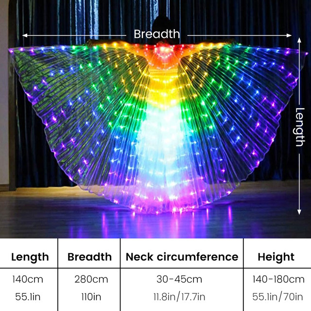 SYCOOVEN Belly Dance LED Angel Wings, LED Isis Wings, LED