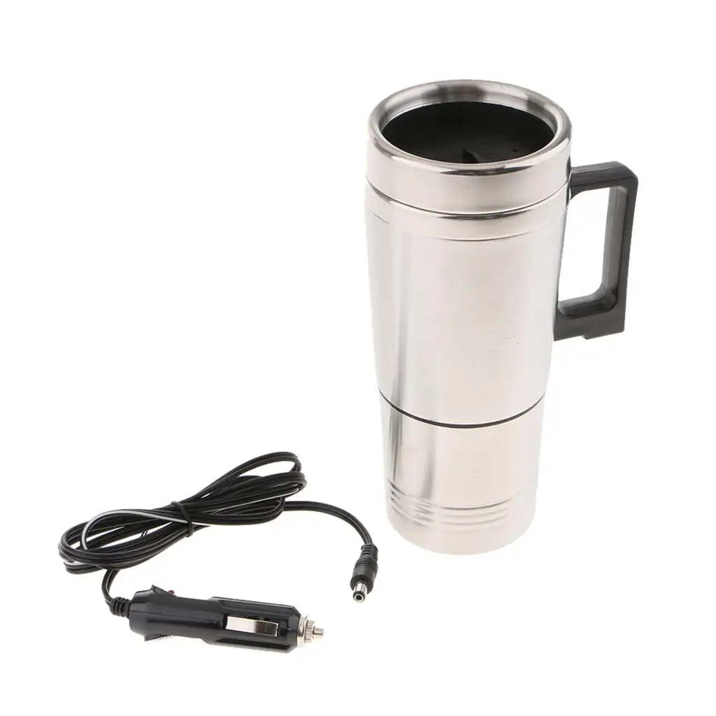 12V  Heated Hot Water Kettle Bottle Cup Stainless Steel Pretty