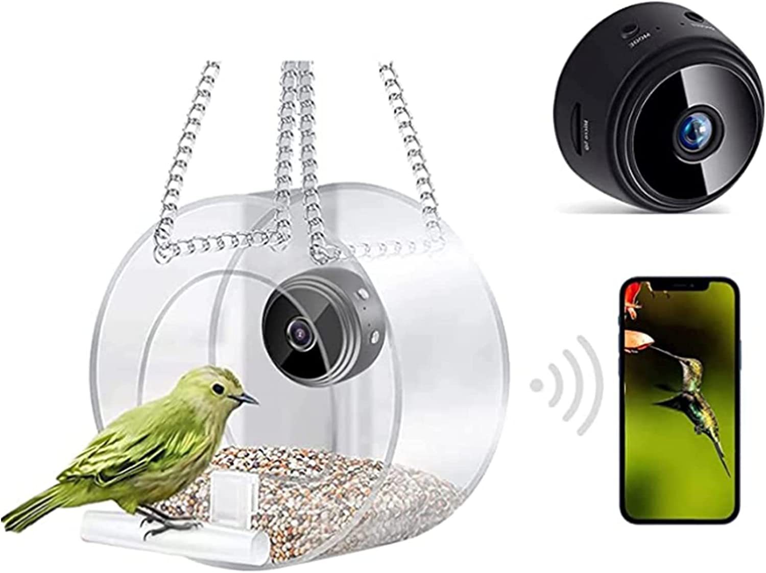 New Bird Feeder with Camera 1080P HD for Outdoor Bird Watching Proof Resistant Water Clear Transparent Bird Feeders House