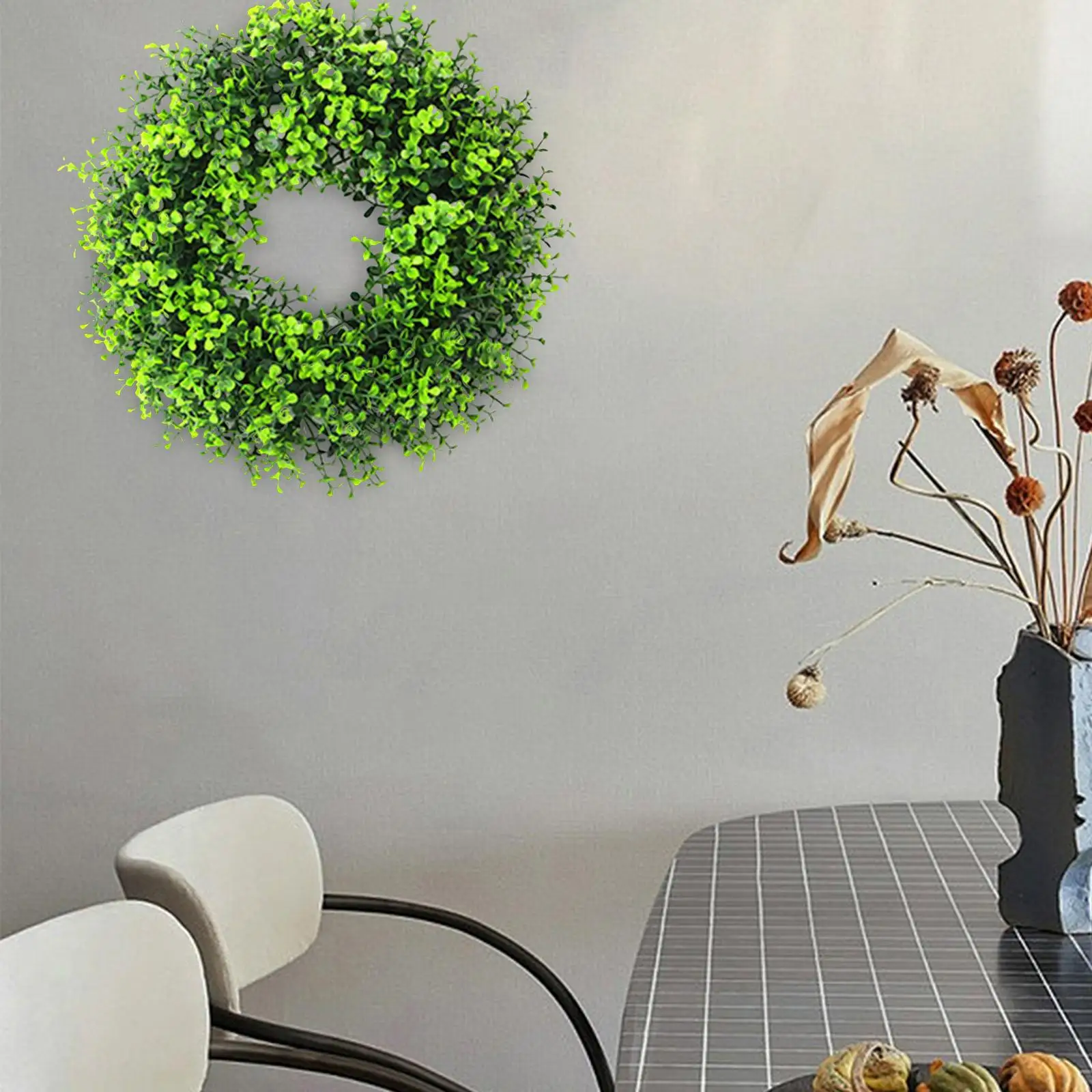 Artificial Garland Simulation Wreaths Floral Hoop Green Leaves Wreath for Office Decor Farmhouse Home Outdoor Decoration