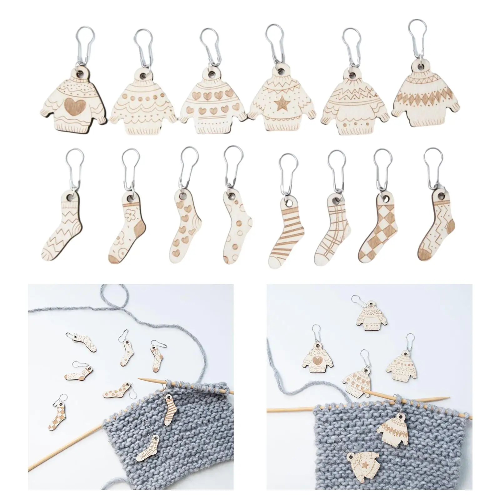 Wood Knitting Stitch Marker Removable Multifunction for Knitting Spare Parts