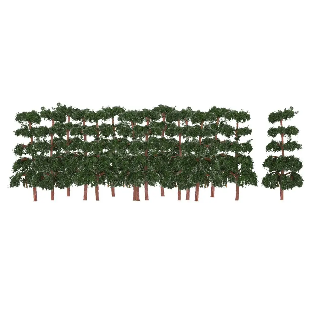 20 Pcs Scenery Landscape Train Model Pine Trees /150 Dark Green